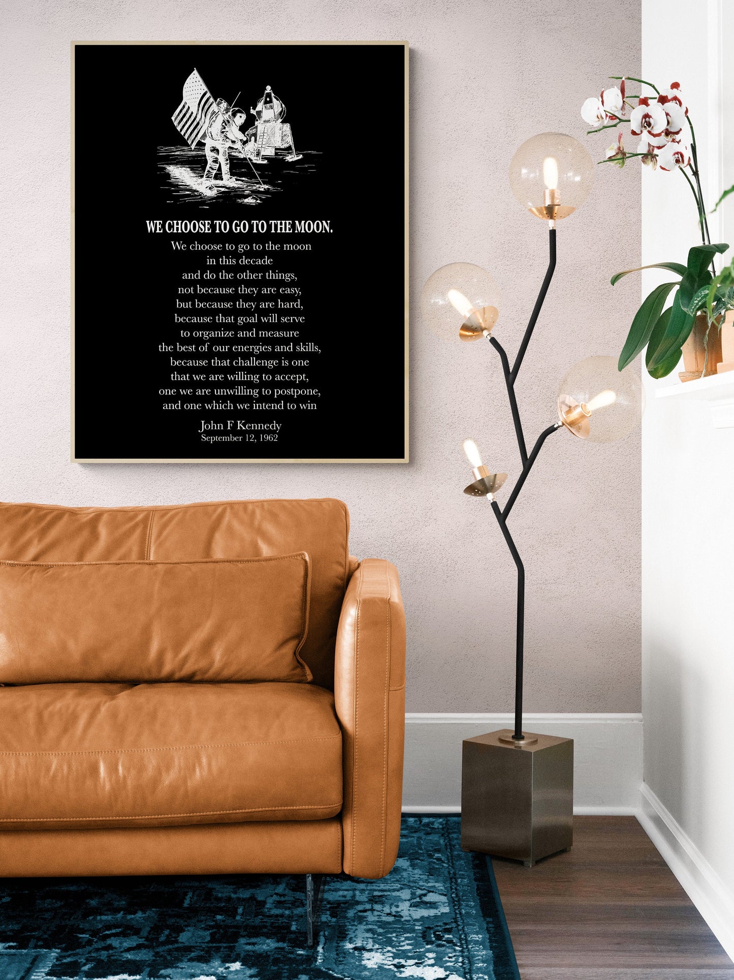 JFK Quote | We Choose To Go To The Moon | Neil Armstrong | Buzz Aldrin | Landing Modern Minimalist Art | Inspirational Print | Black & White