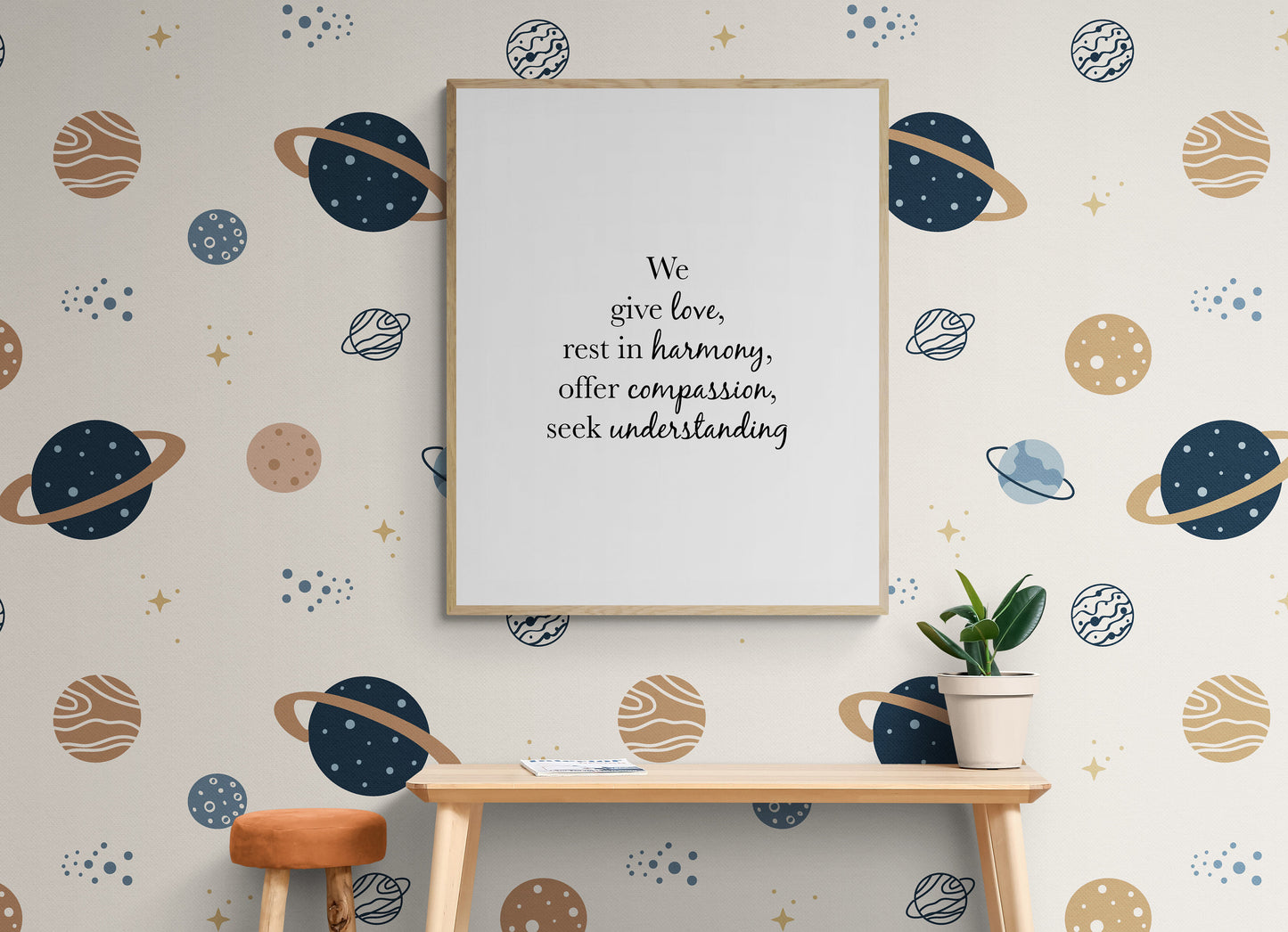 We Give Love | Rest In Harmony | Offer Compassion | Seek Understanding | Family | Moto | Philosophy | Inspirational Art Print