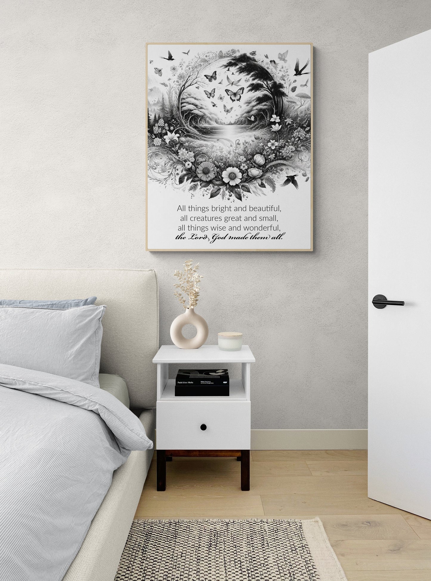 All Things Bright and Beautiful Lyrics Sketch Art Print