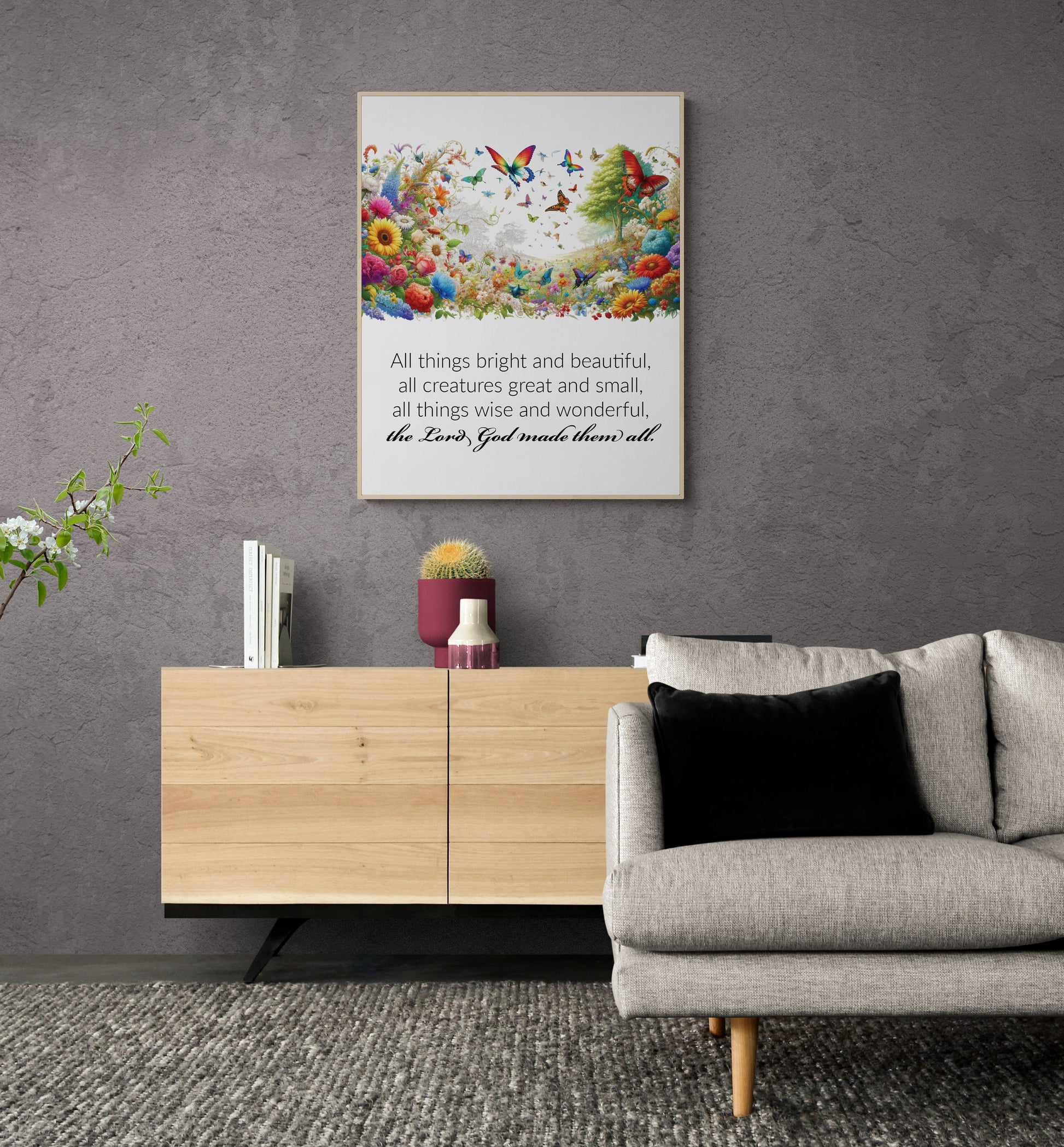All Things Bright and Beautiful Lyrics Nature Art Print