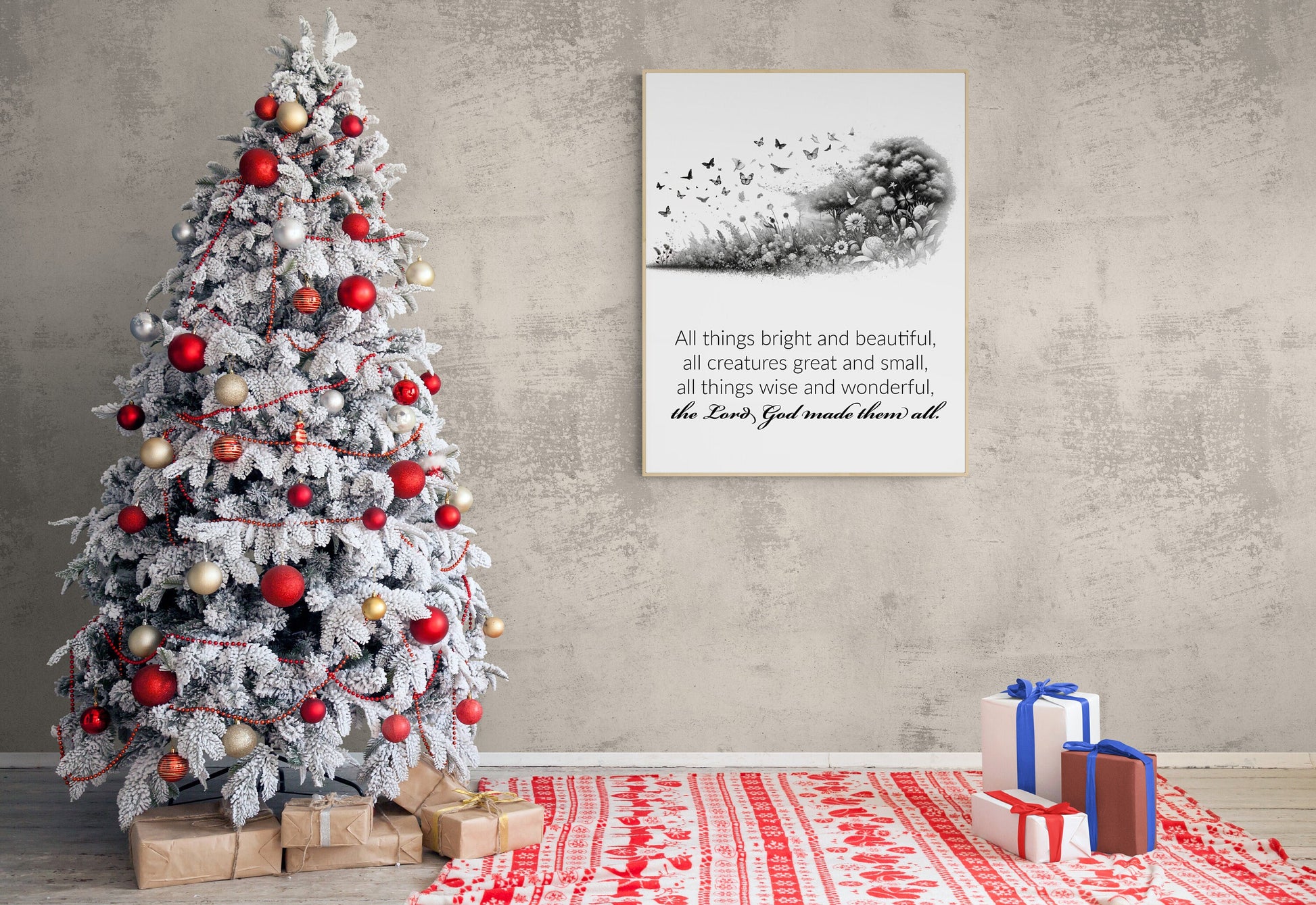 All Things Bright and Beautiful Lyrics Nature Art Print
