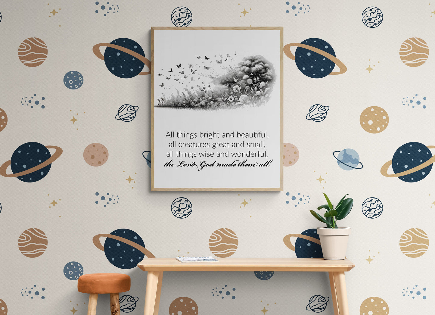 All Things Bright and Beautiful Lyrics Nature Art Print