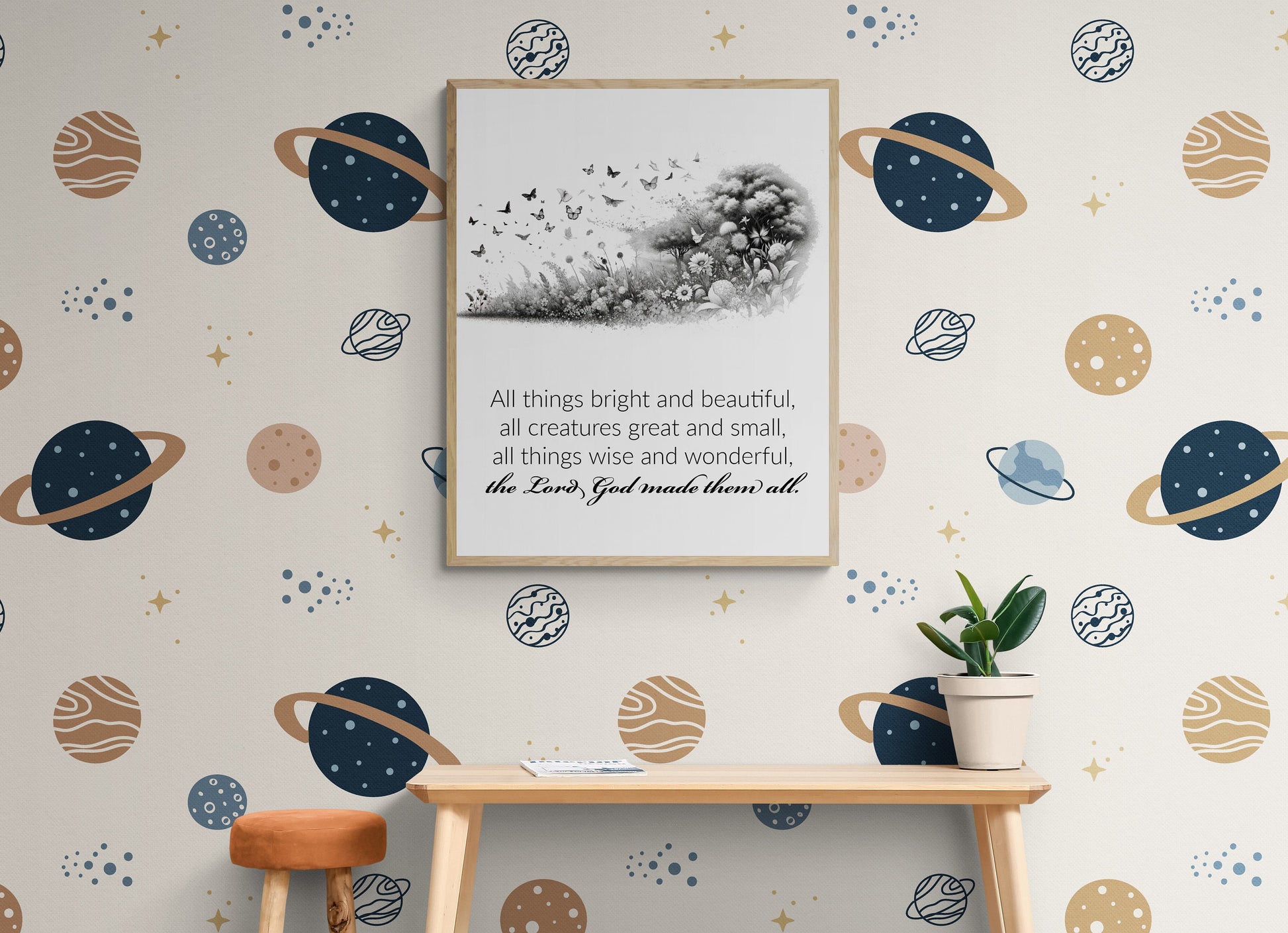 All Things Bright and Beautiful Lyrics Nature Art Print