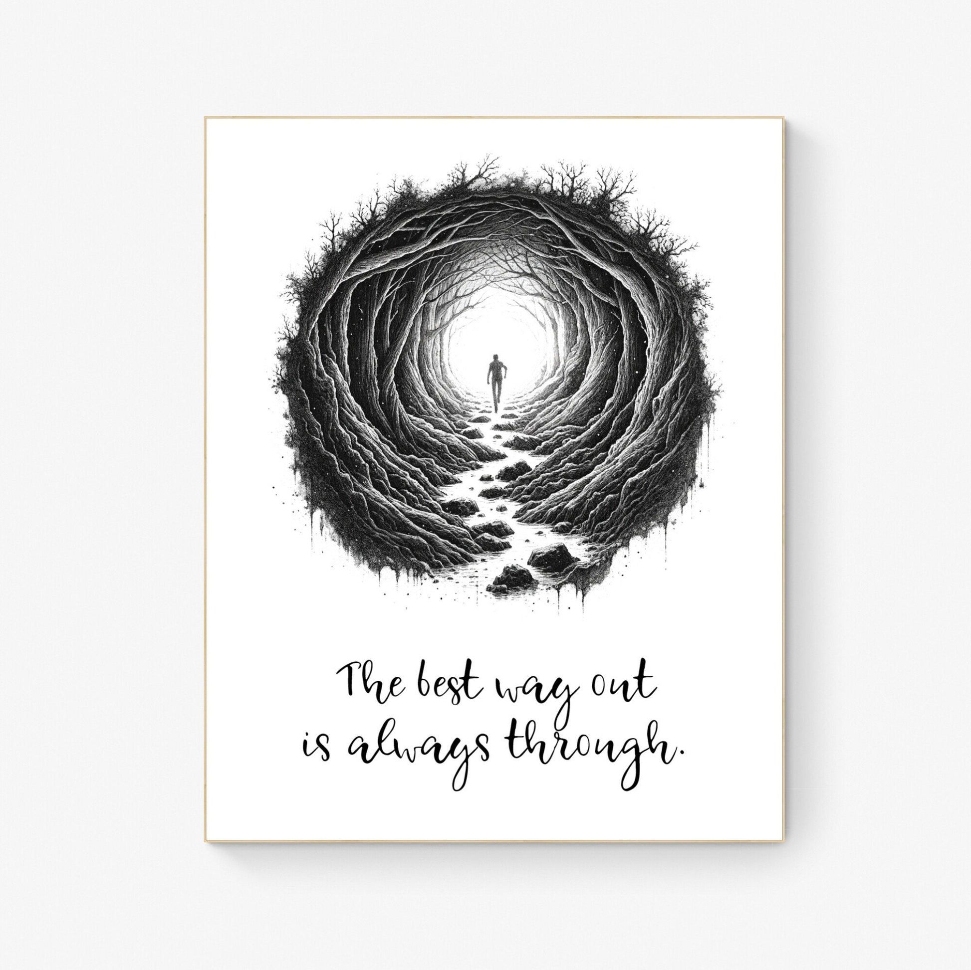 The Best Way Out Is Always Through from Robert Frost Sketch Art Print
