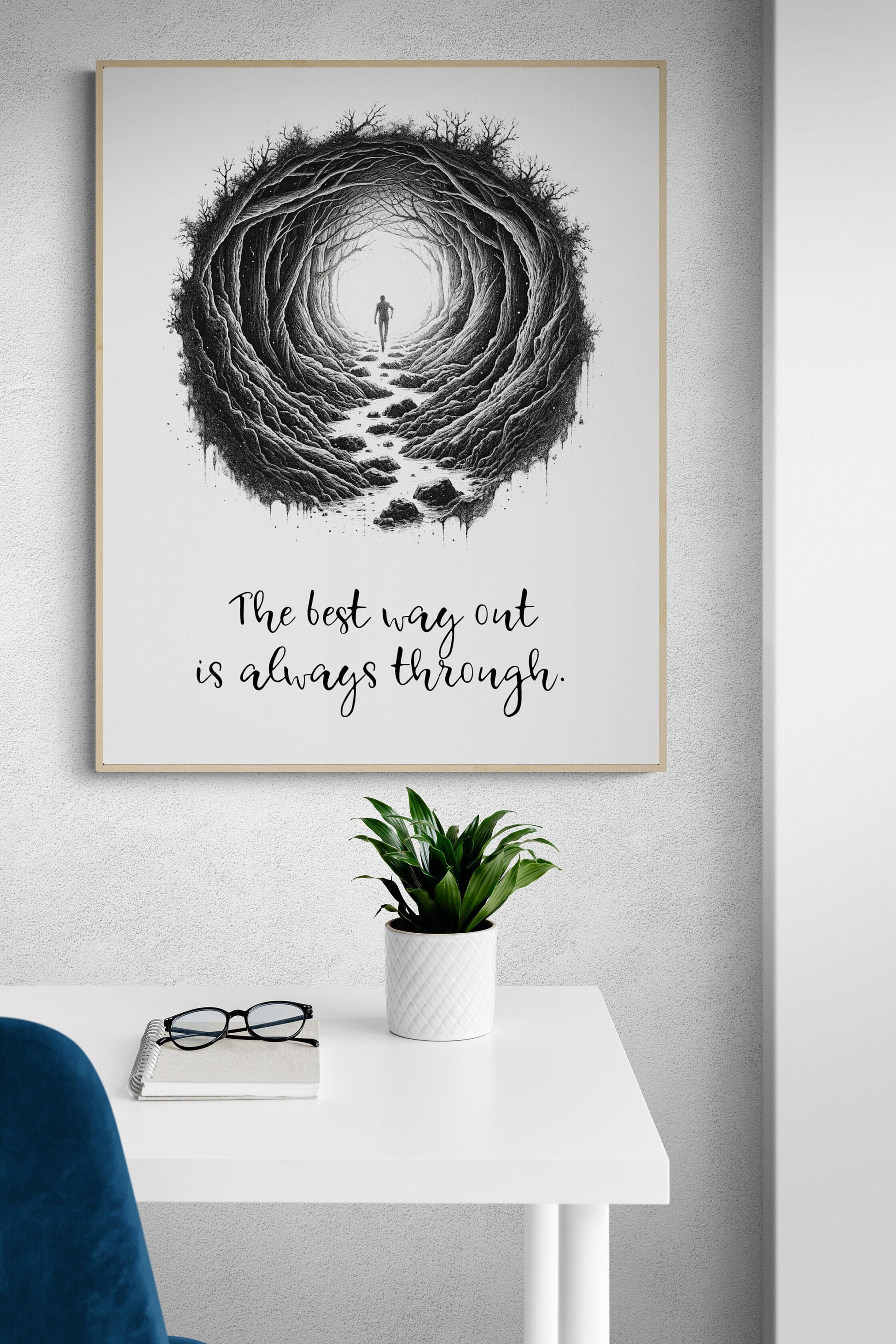 The Best Way Out Is Always Through from Robert Frost Sketch Art Print