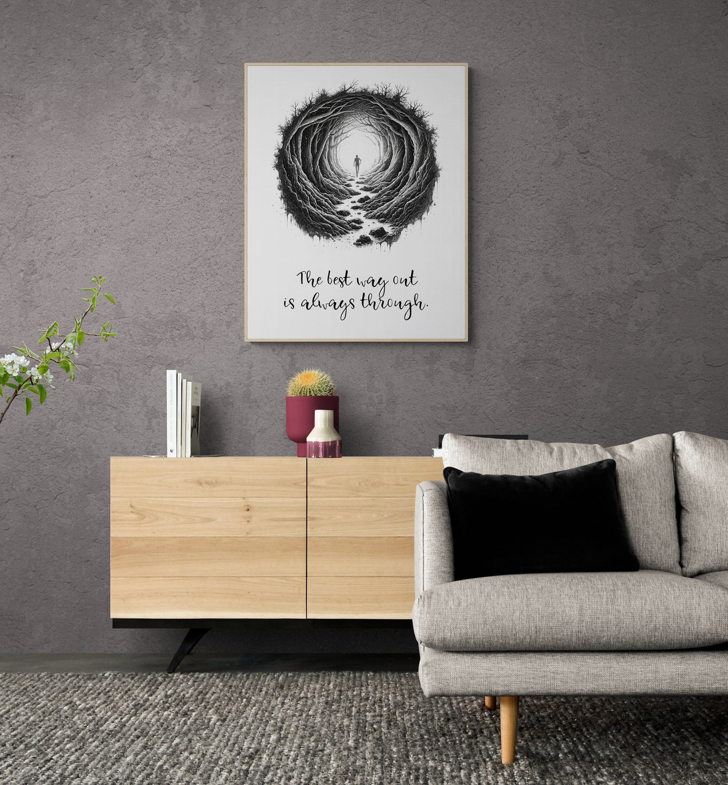 The Best Way Out Is Always Through from Robert Frost Sketch Art Print