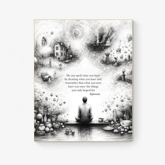 Do Not Spoil What You Have By Desiring What You Have Not from Epicurus Quote Art Print