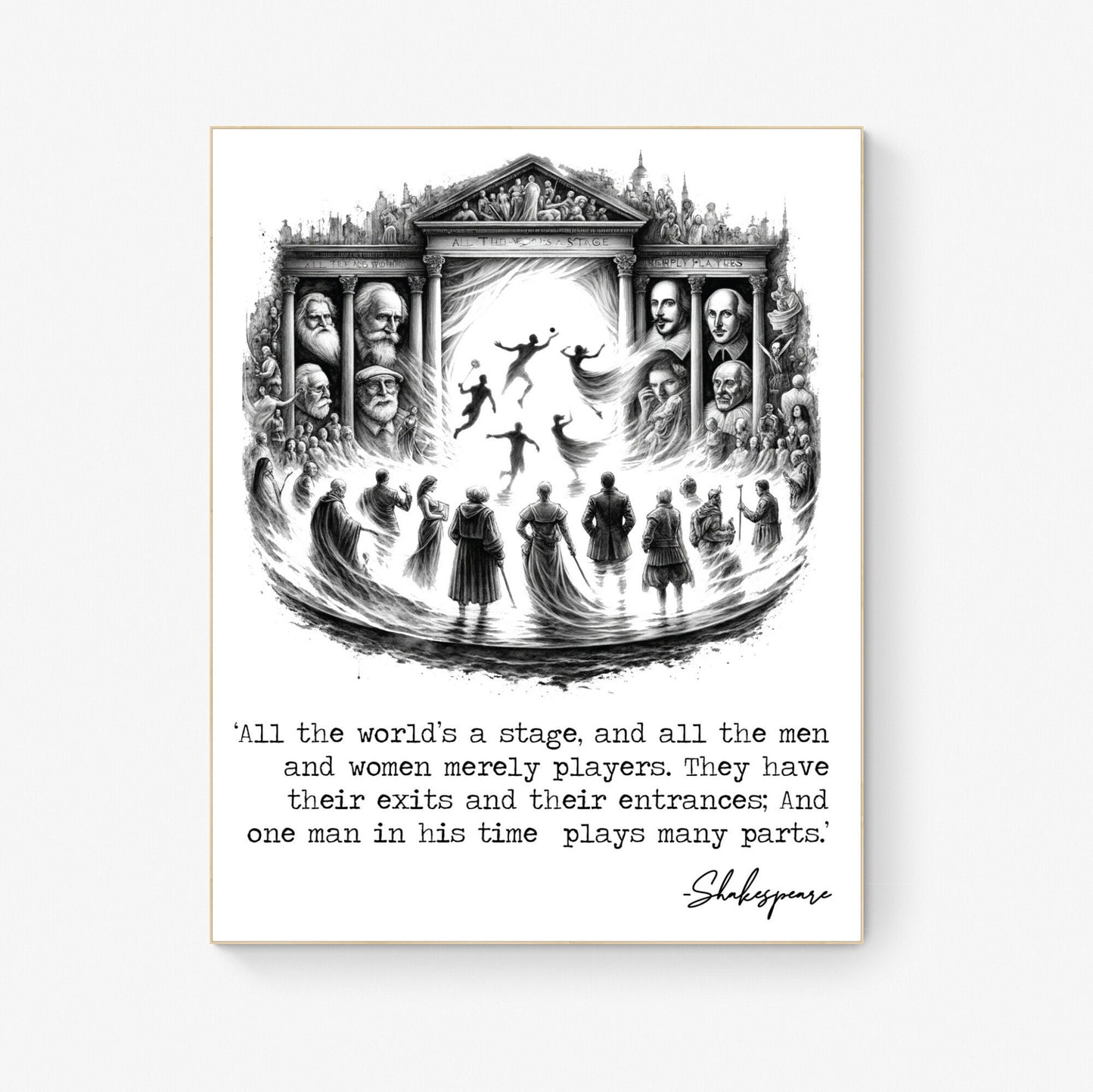 All The World's A Stage from As You Like It by William Shakespeare Sketch Art Print