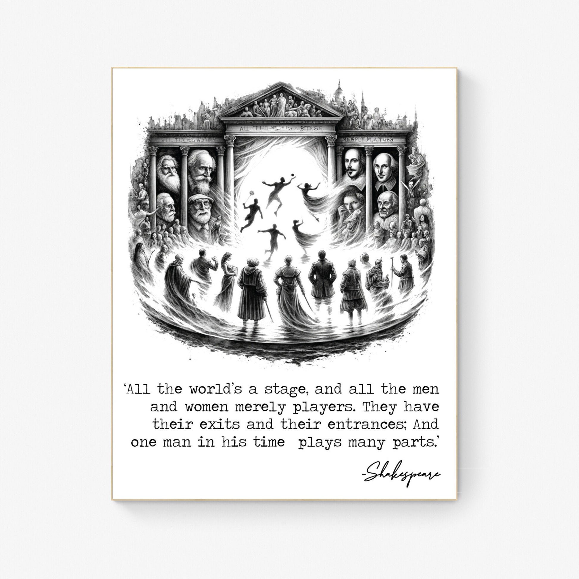 All The World's A Stage from As You Like It by William Shakespeare Sketch Art Print