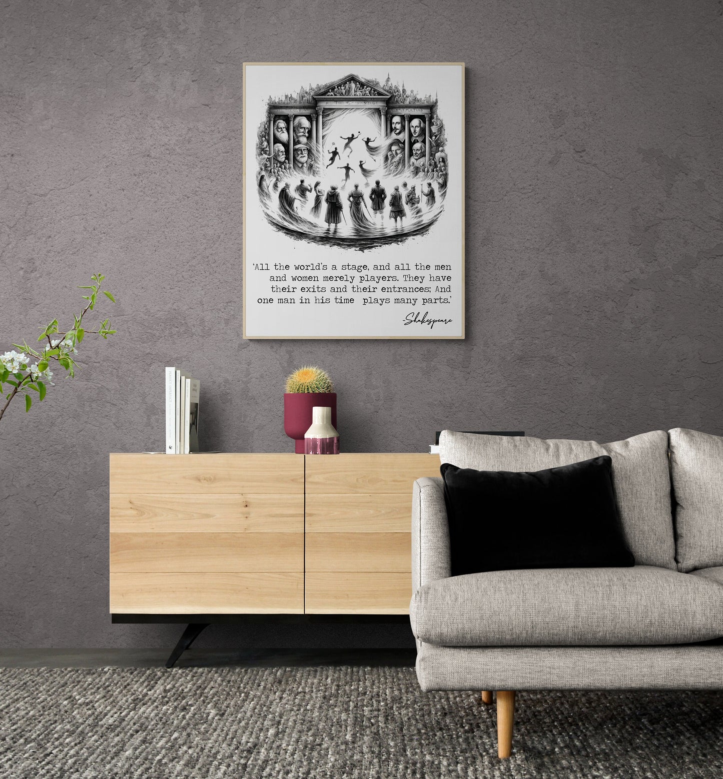 All The World's A Stage from As You Like It by William Shakespeare Sketch Art Print
