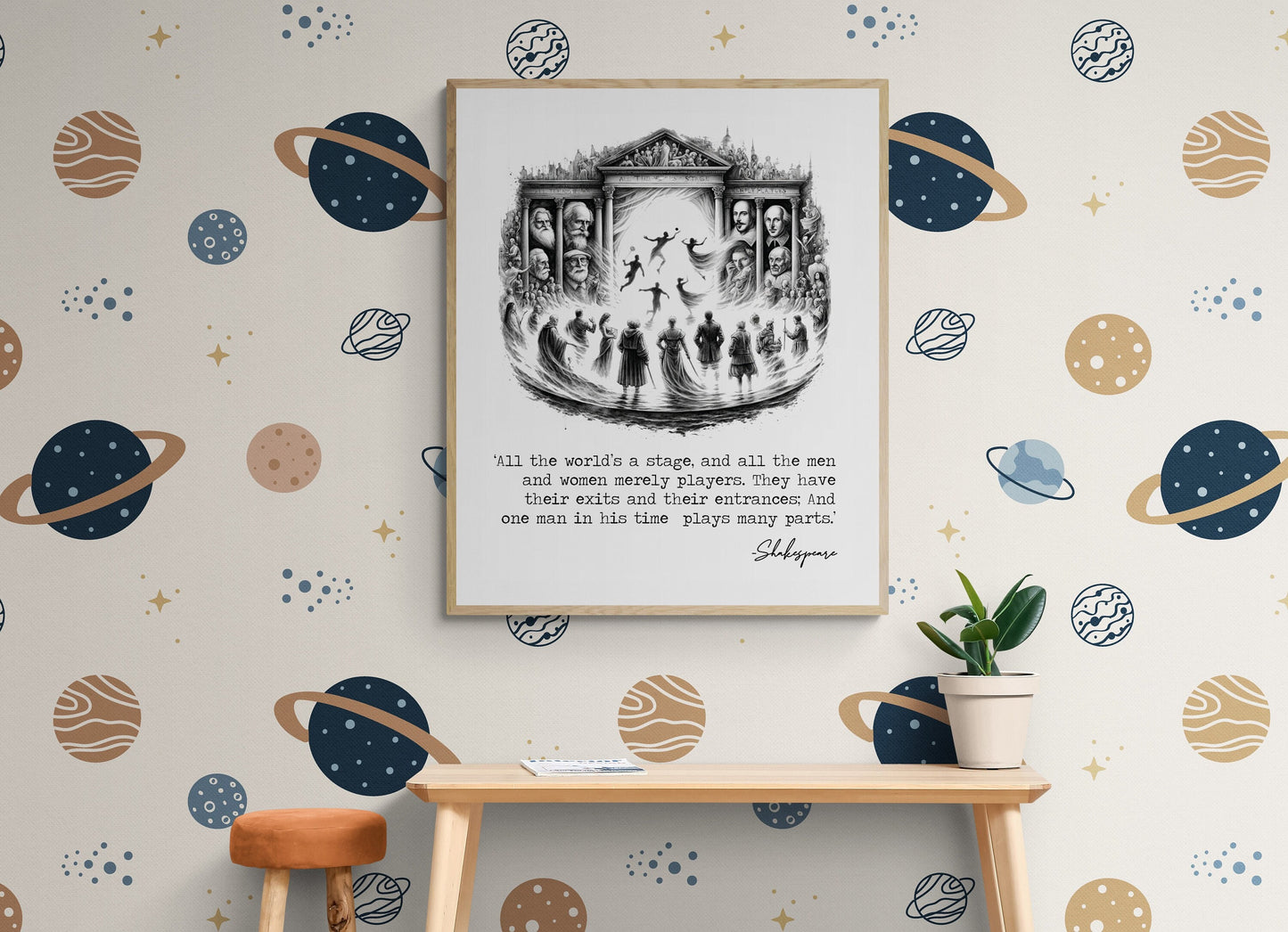 All The World's A Stage from As You Like It by William Shakespeare Sketch Art Print