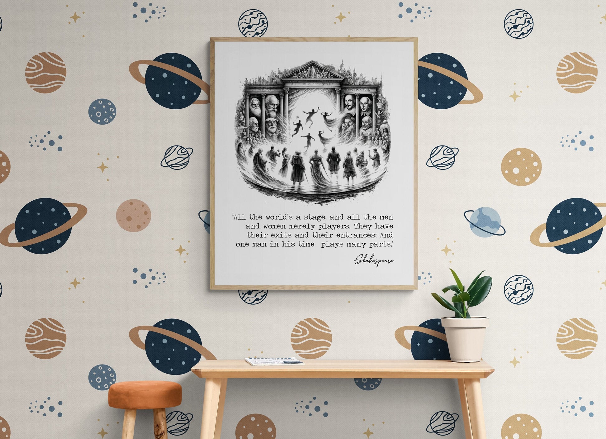 All The World's A Stage from As You Like It by William Shakespeare Sketch Art Print