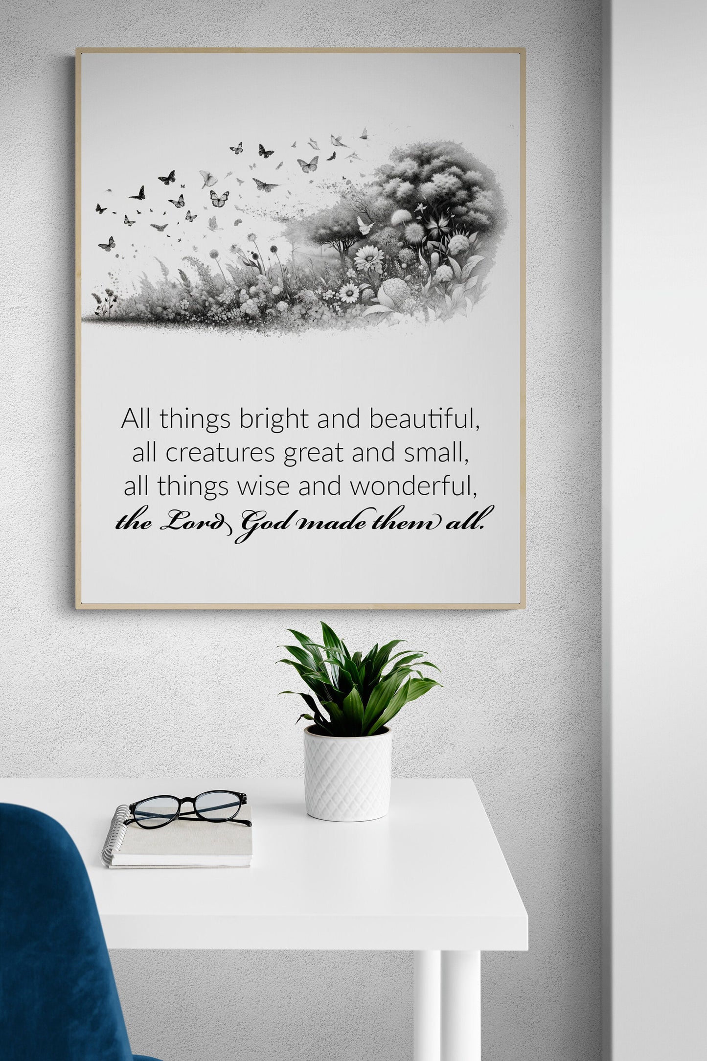 All Things Bright and Beautiful Lyrics Nature Art Print