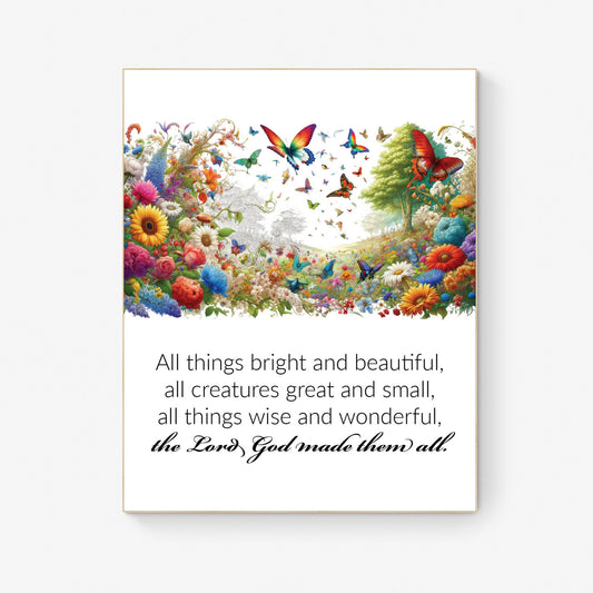 All Things Bright and Beautiful Lyrics Nature Art Print