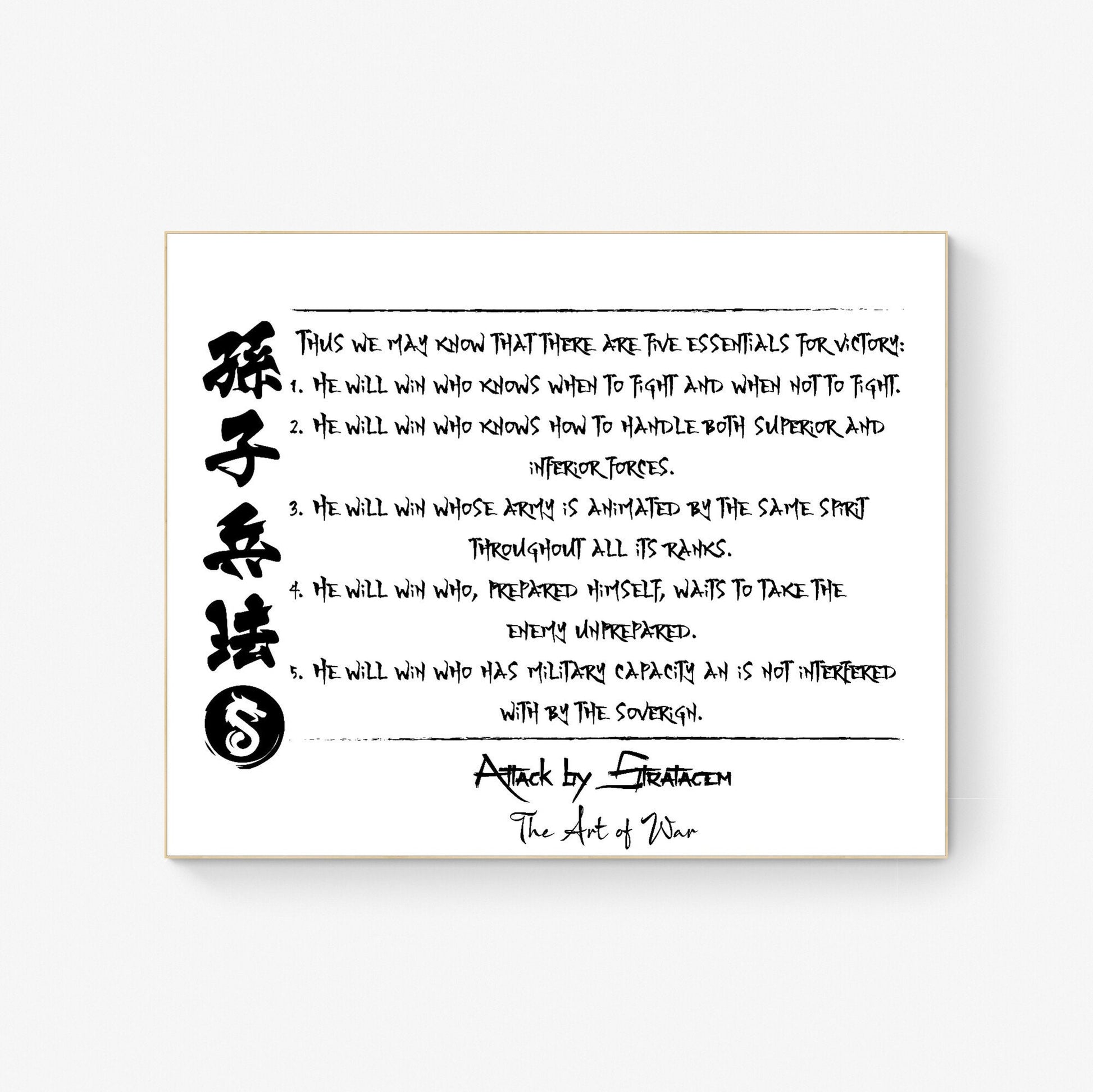 The Five Essentials For Victory | Attack By Stratagem | The Art Of War | Sun Tzu | Art Print
