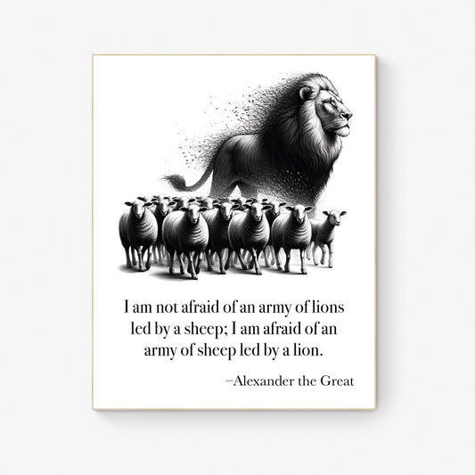 I Am Not Afraid Of An Army Of Lions Lead By A Sheep by Alexander the Great Home Decor Art Print