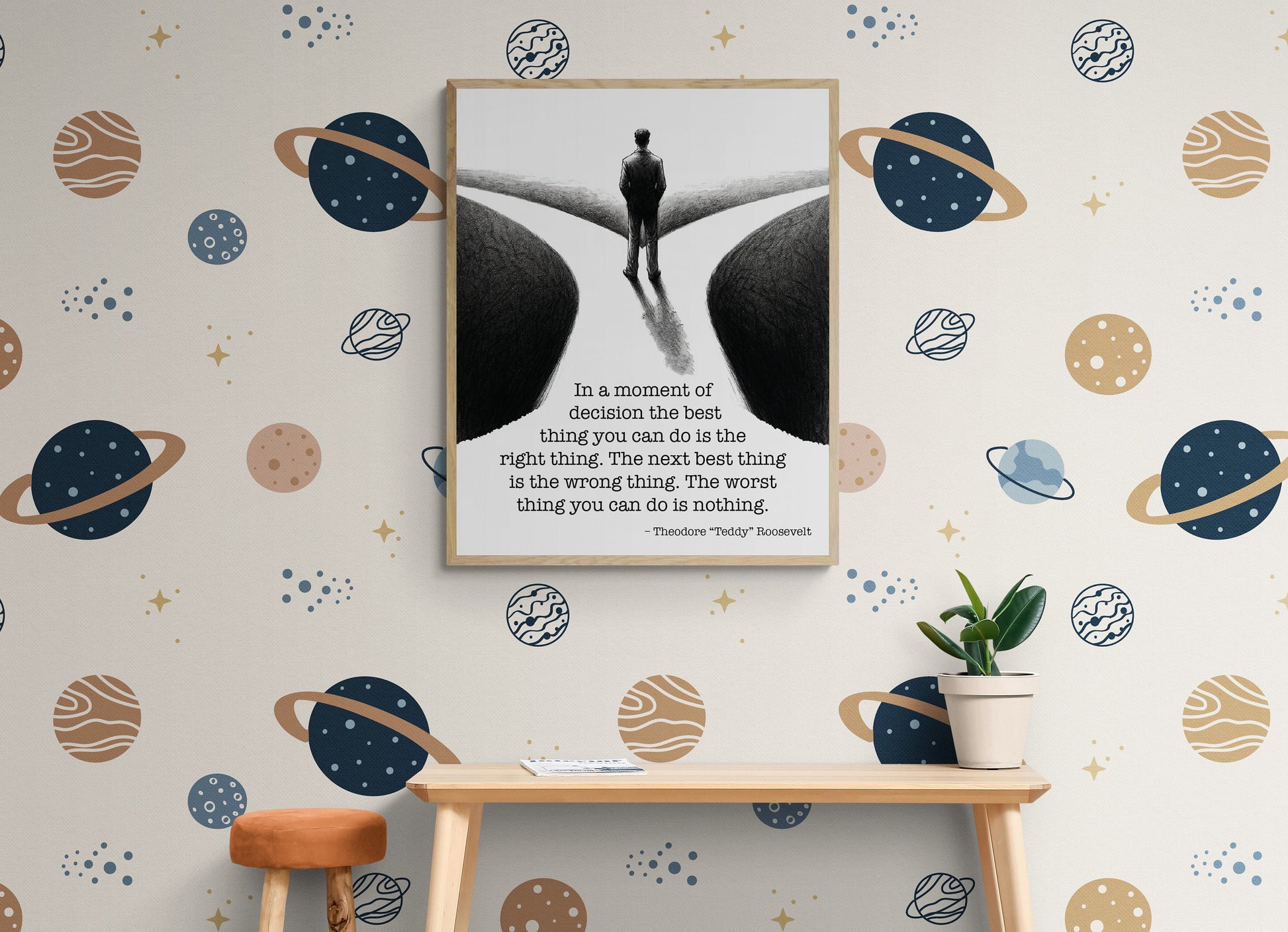 In A Moment Of Decision The Best Thing To Do Is The Right Thing from Theodore Teddy Roosevelt Sketch Art Print