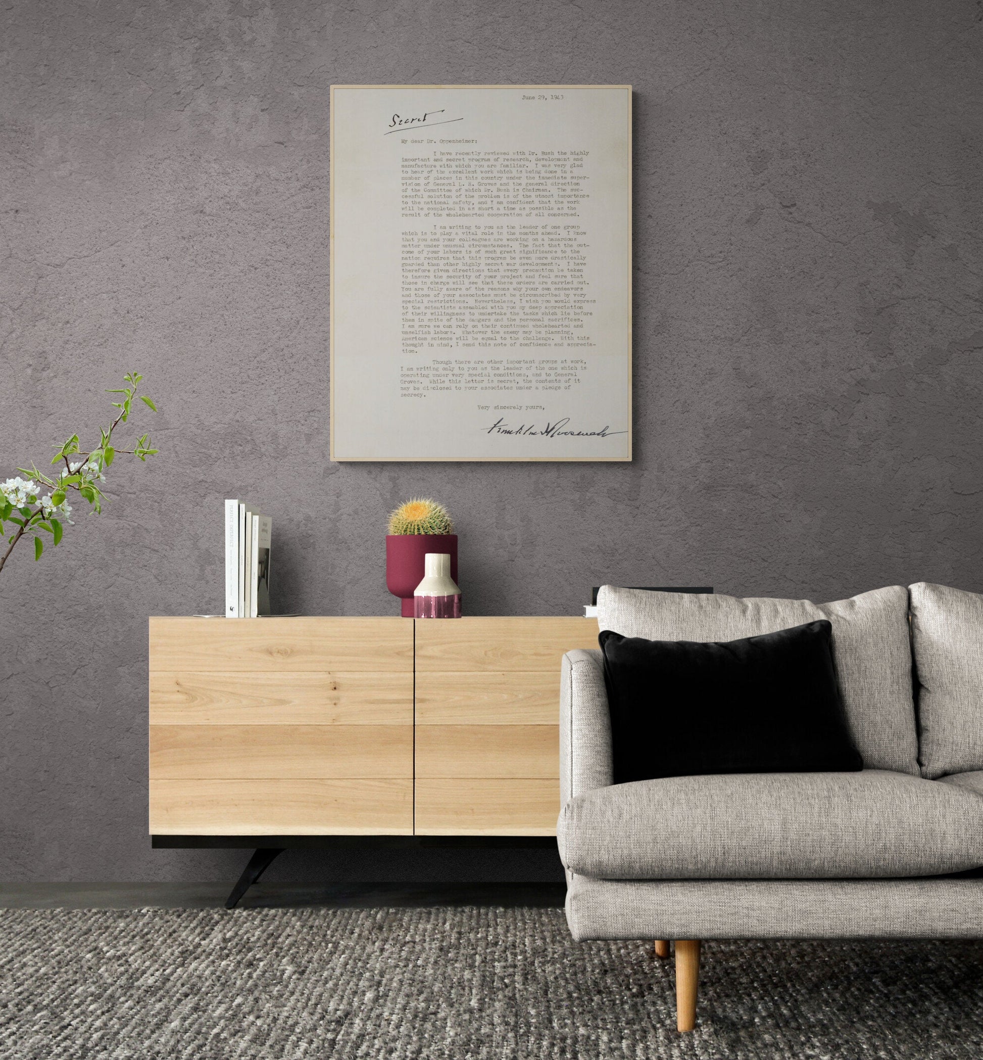 A Letter from FDR To Robert Oppenheimer from Franklin Delano Roosevelt Manhattan Project Original Draft World War 2 Art Print