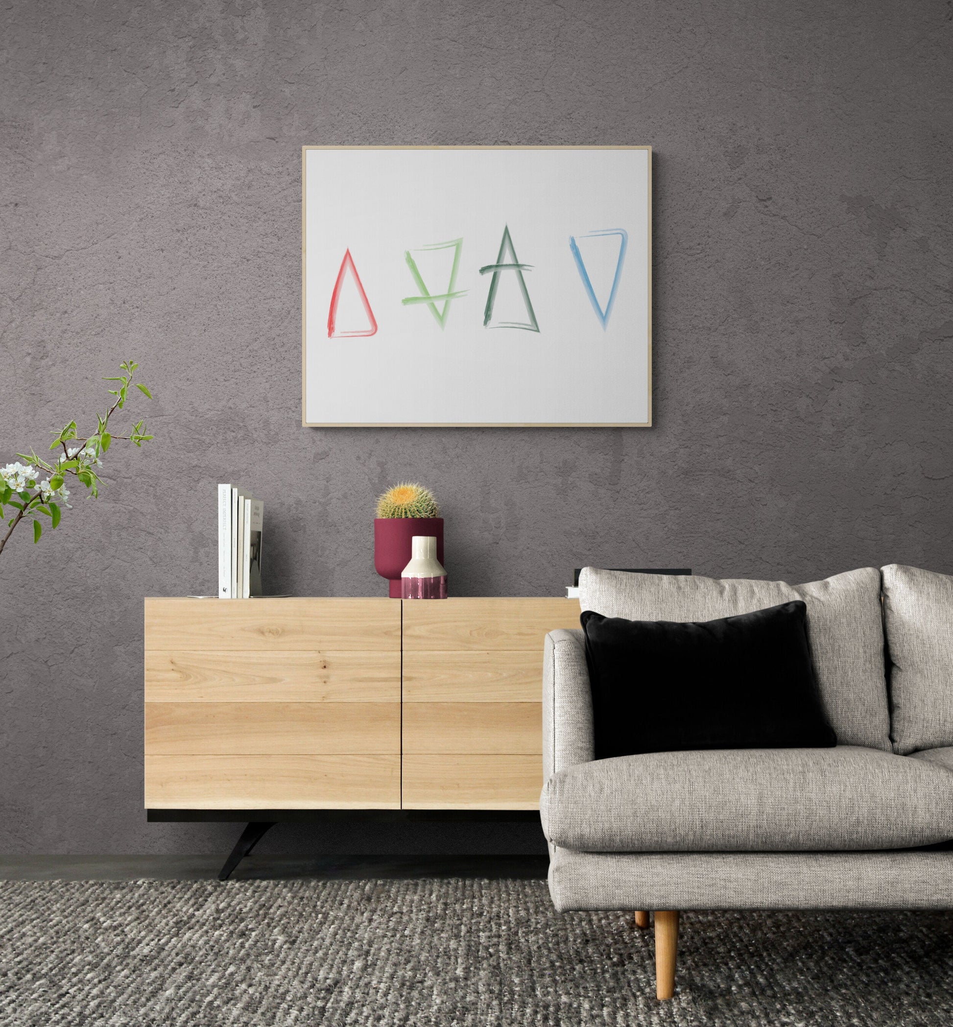 Elements of Fire Earth Water Air Aether Symbols Inspirational Colorful Art Print