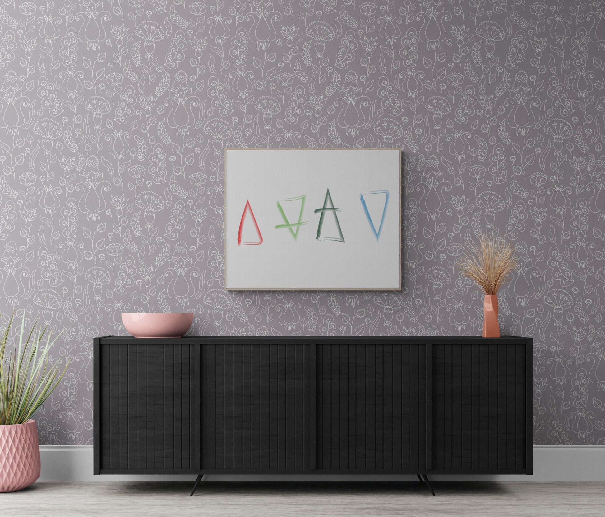 Elements of Fire Earth Water Air Aether Symbols Inspirational Colorful Art Print