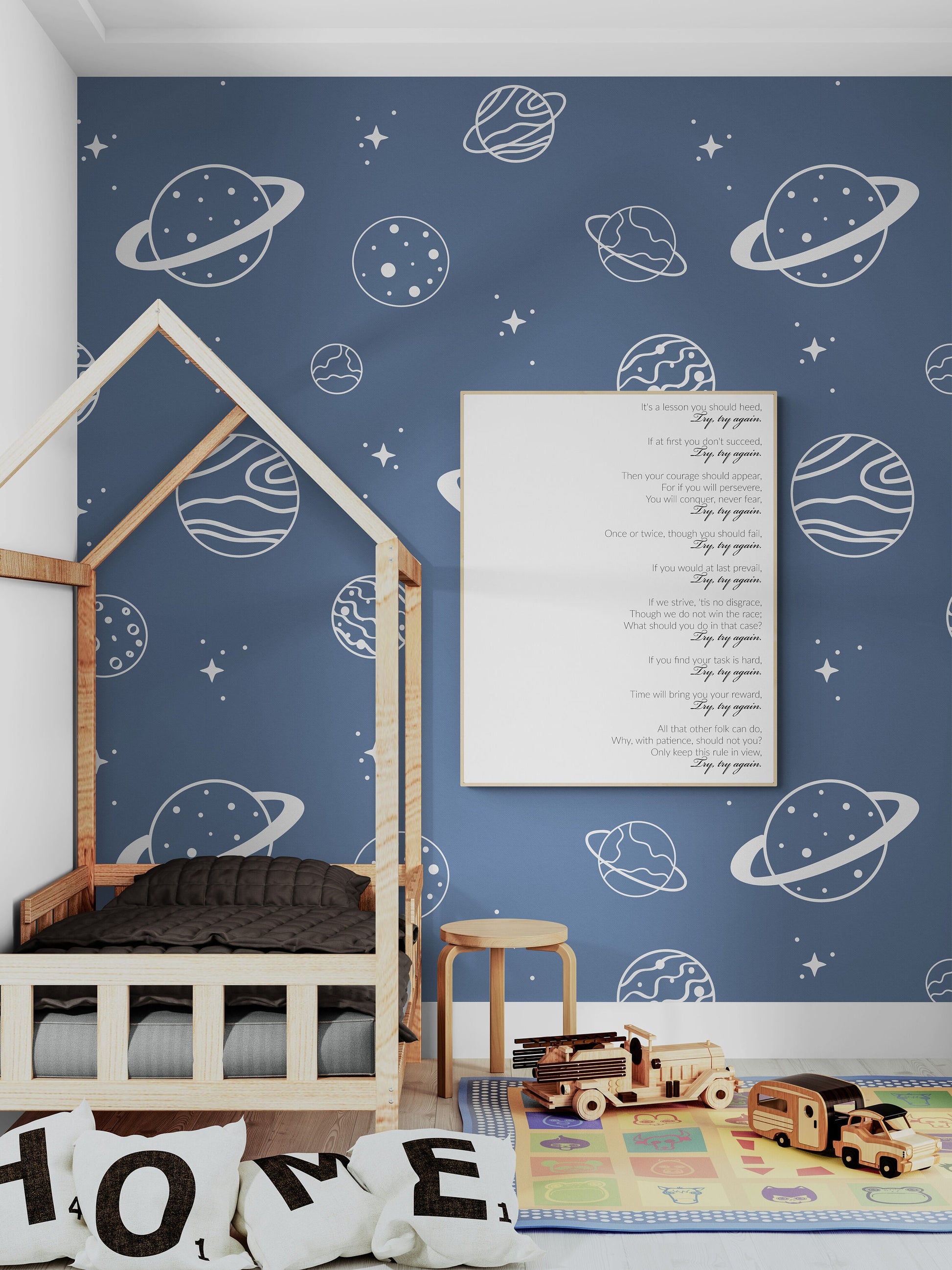 Try Try Again by William Edward Hickson Full Text Poem Inspirational Children's Bedroom Living Room Classroom Typography Art Print