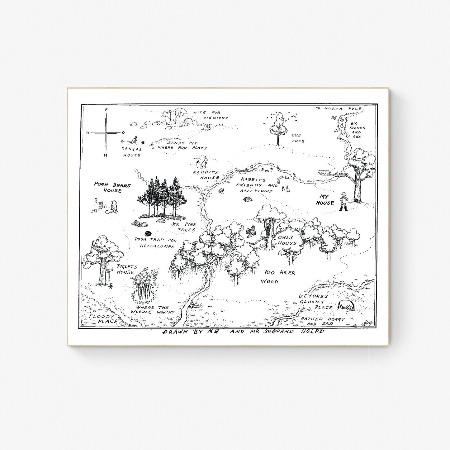 Map of the Hundred Aker Woods | Winnie the Pooh | AA Milne | Art Print