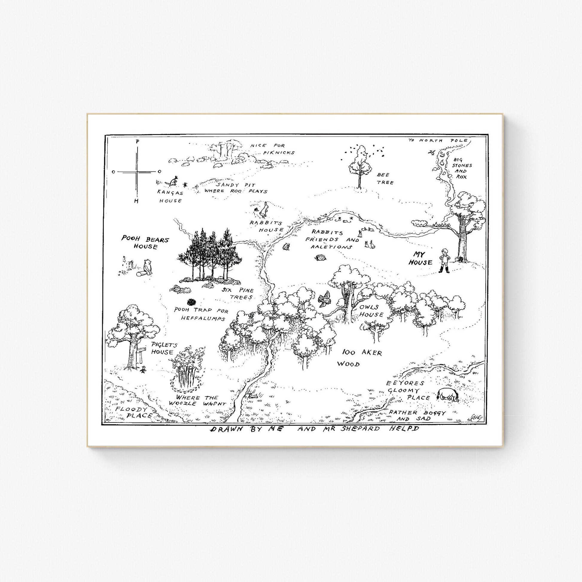 Map of the Hundred Aker Woods | Winnie the Pooh | AA Milne | Art Print