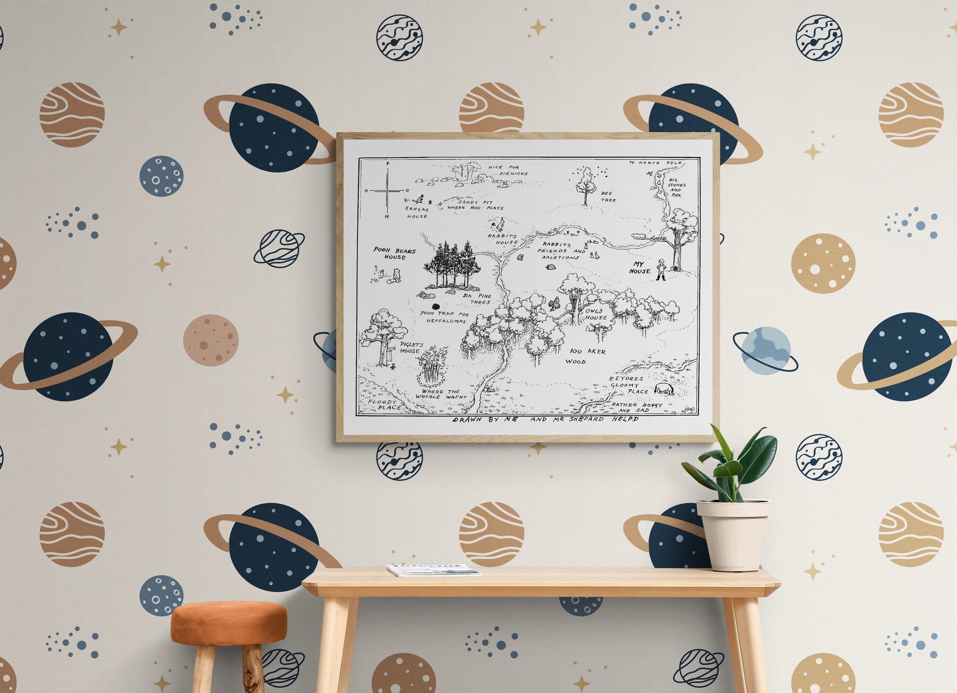 Map of the Hundred Aker Woods | Winnie the Pooh | AA Milne | Art Print