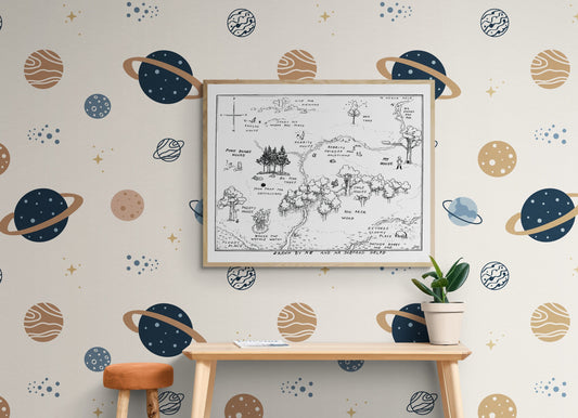 Map of the Hundred Aker Woods | Winnie the Pooh | AA Milne | Art Print