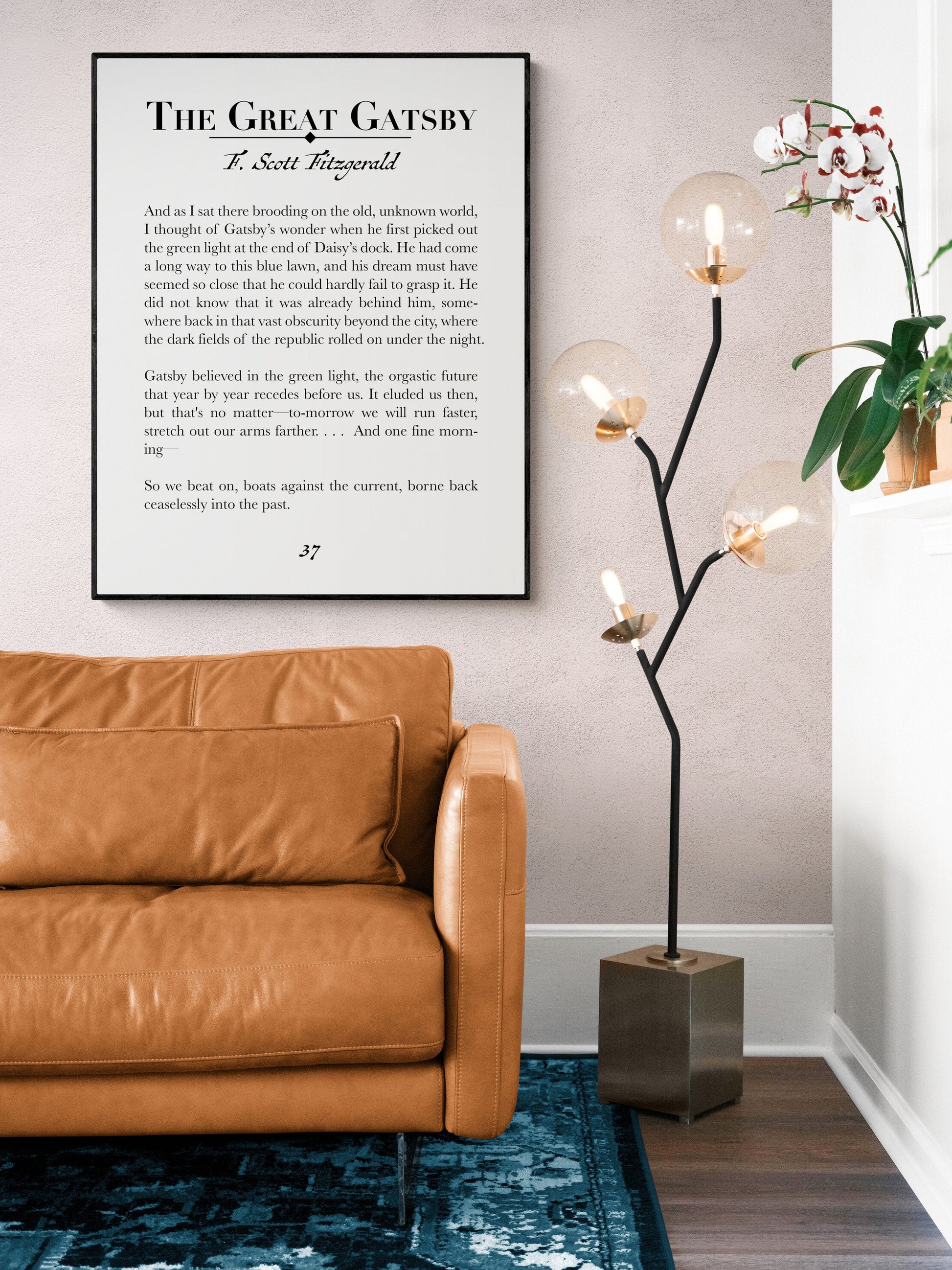 So We Beat on Boats Against The Current | The Great Gatsby | F. Scott Fitzgerald | Home Decor | Book Page Typography | Art Print