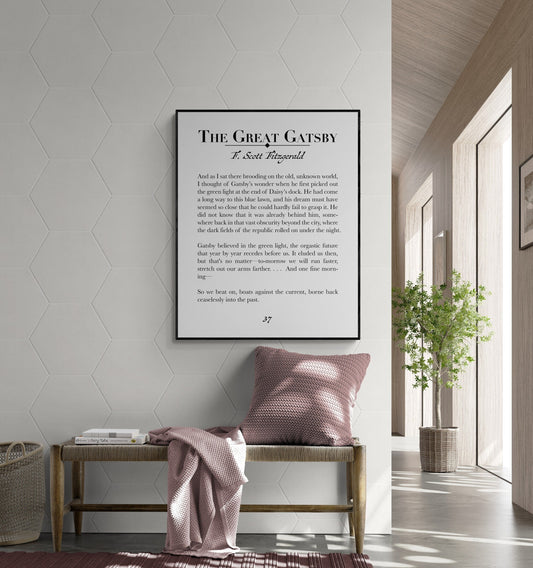So We Beat on Boats Against The Current | The Great Gatsby | F. Scott Fitzgerald | Home Decor | Book Page Typography | Art Print