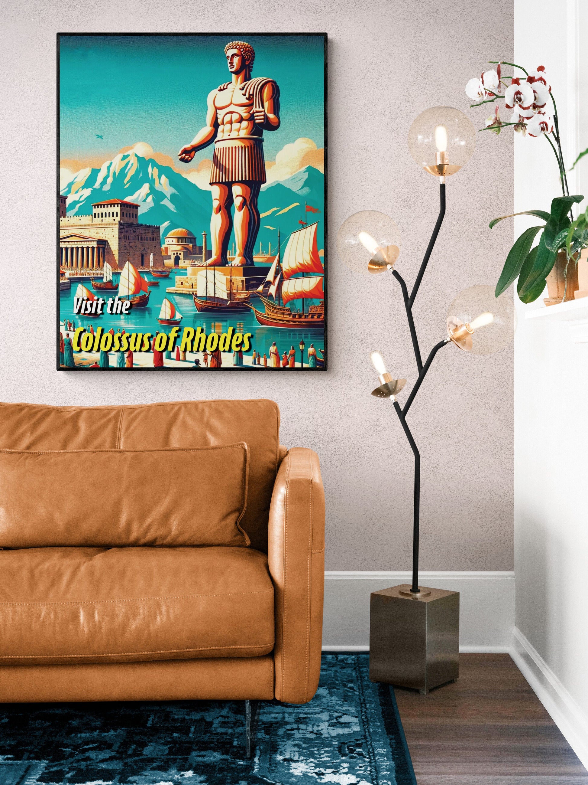The Colossus of Rhodes | Seven Wonders of the Ancient World Tourist Poster | Travel | Cultural Home Decor | History | Wall Art Print
