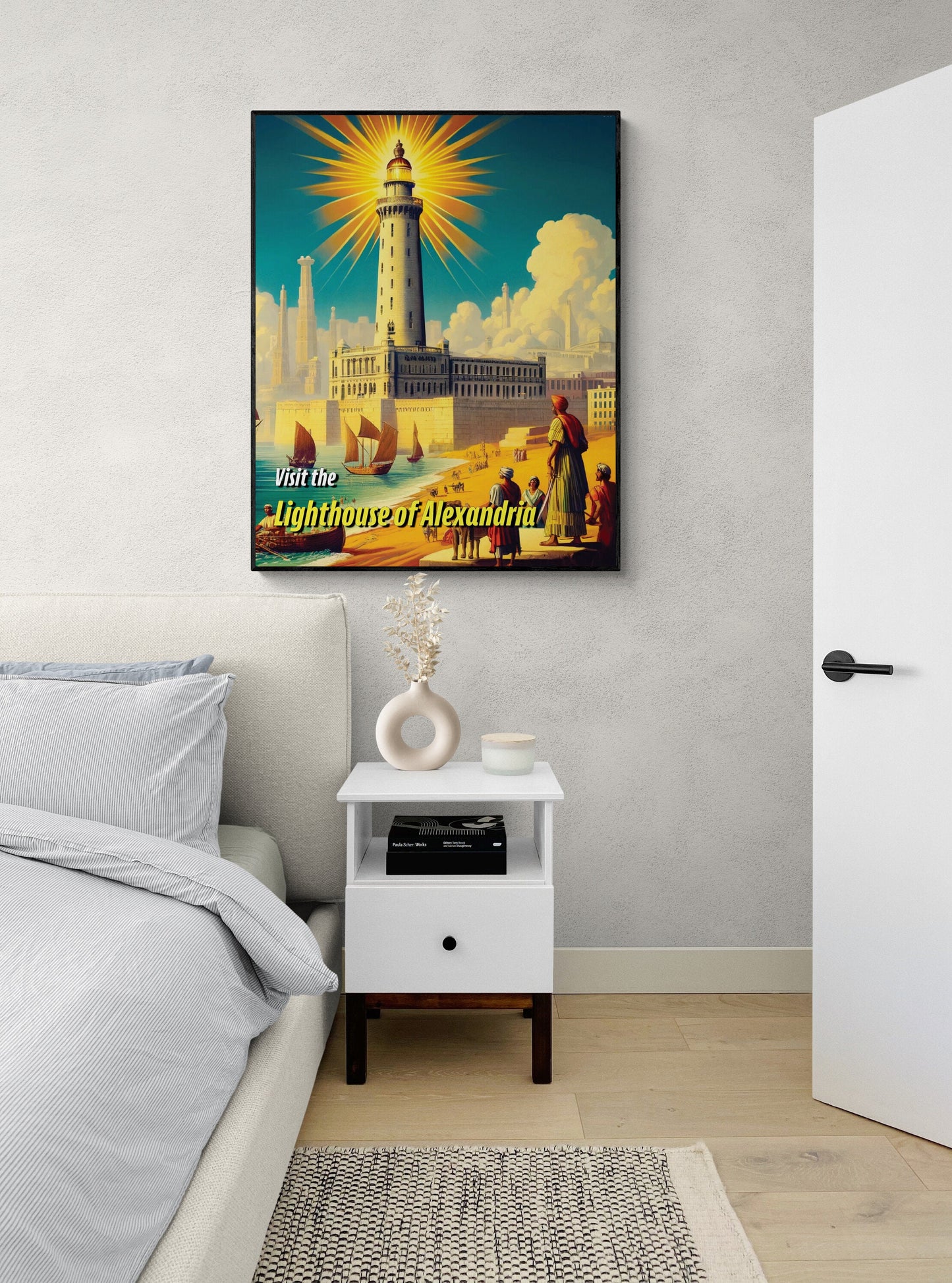The Lighthouse of Alexandria | Seven Wonders of the Ancient World Tourist Poster | Travel | Cultural Home Decor | History | Wall Art Print