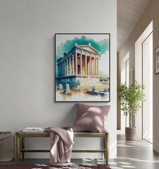 The Temple of Artemis | Seven Wonders of the Ancient World Tourist Poster | Travel | Cultural Home Decor | History Watercolor Wall Art Print