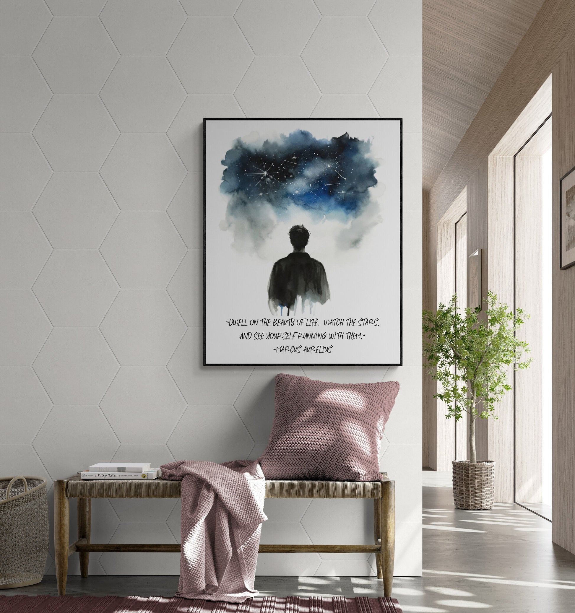 Dwell On The Beauty Of Life | Marcus Aurelius Antonius | Roman Emperor | History Home Decor | Wall Artwork | Inspirational Quote | Art Print