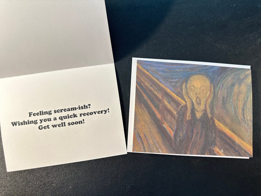 Get Well Soon Card Featuring 'The Scream' by Edvard Munch - High-Quality Card Stock with Heavy-Duty Envelope