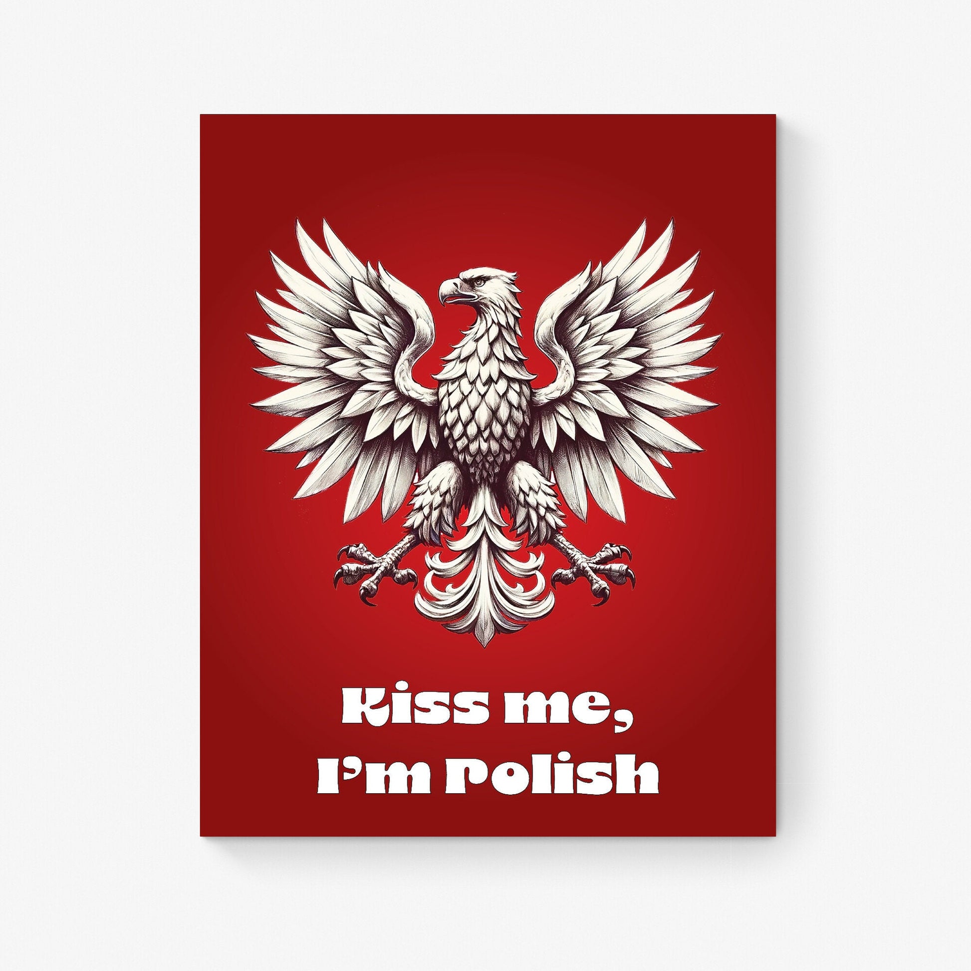 Kiss Me I'm Polish | Eagle - Pulaski Polska Polski Orzel Red Home Decor - Unframed Heritage Wall Art Print