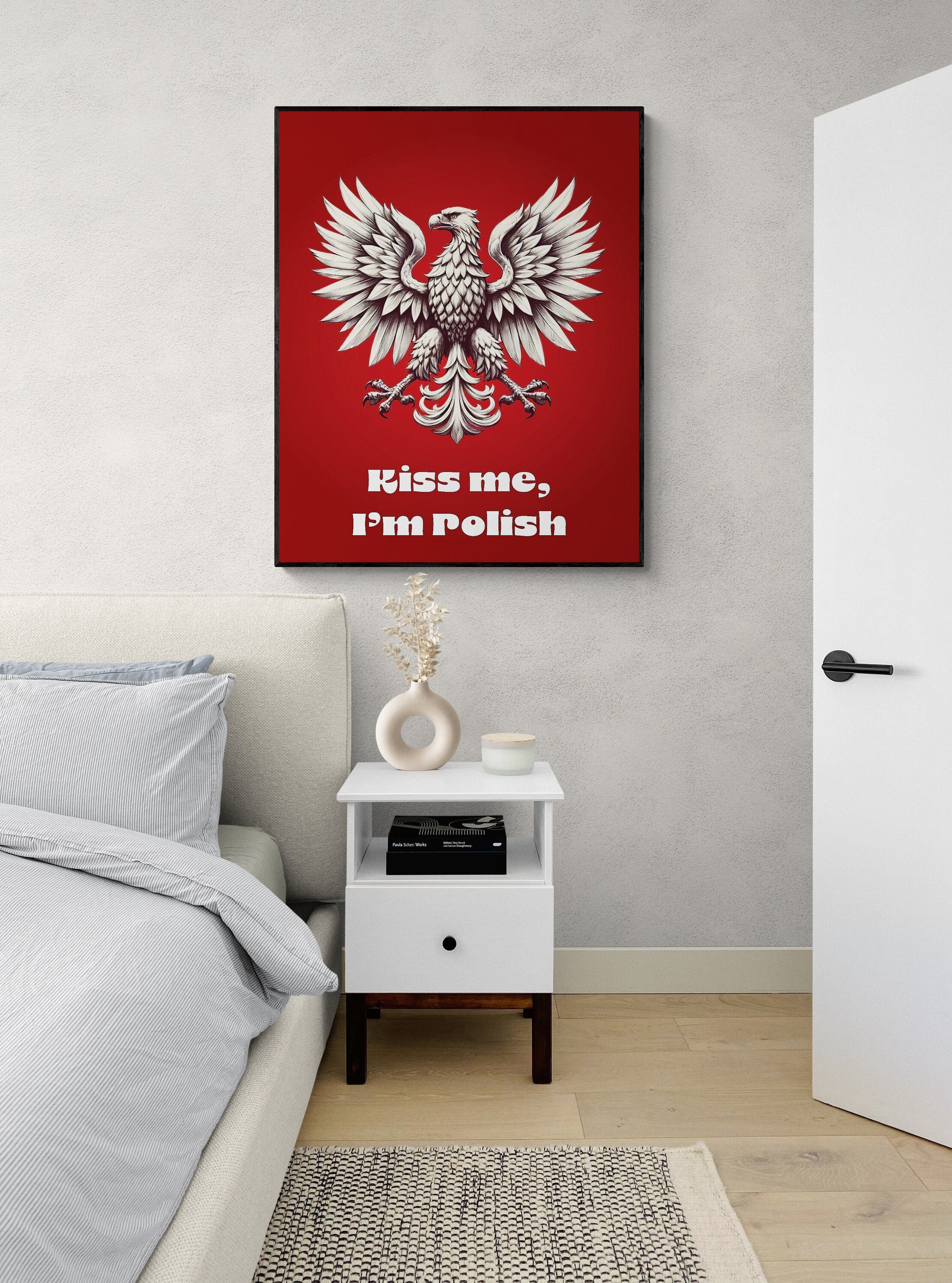 Kiss Me I'm Polish | Eagle - Pulaski Polska Polski Orzel Red Home Decor - Unframed Heritage Wall Art Print