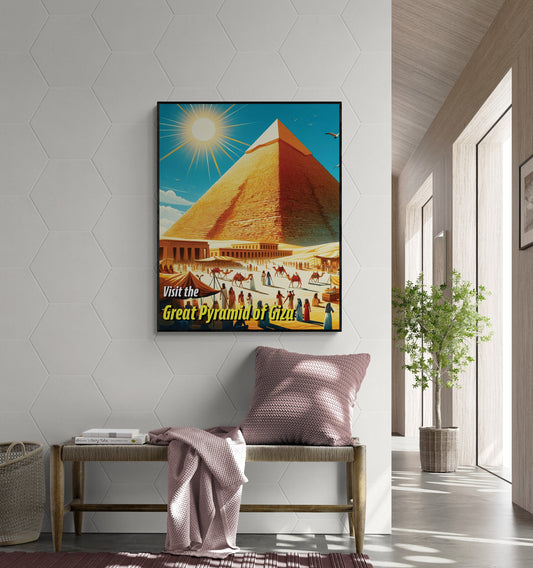 The Pyramid of Giza | Seven Wonders of the Ancient World Tourist Poster | Travel | Cultural Home Decor | History | Wall Art Print