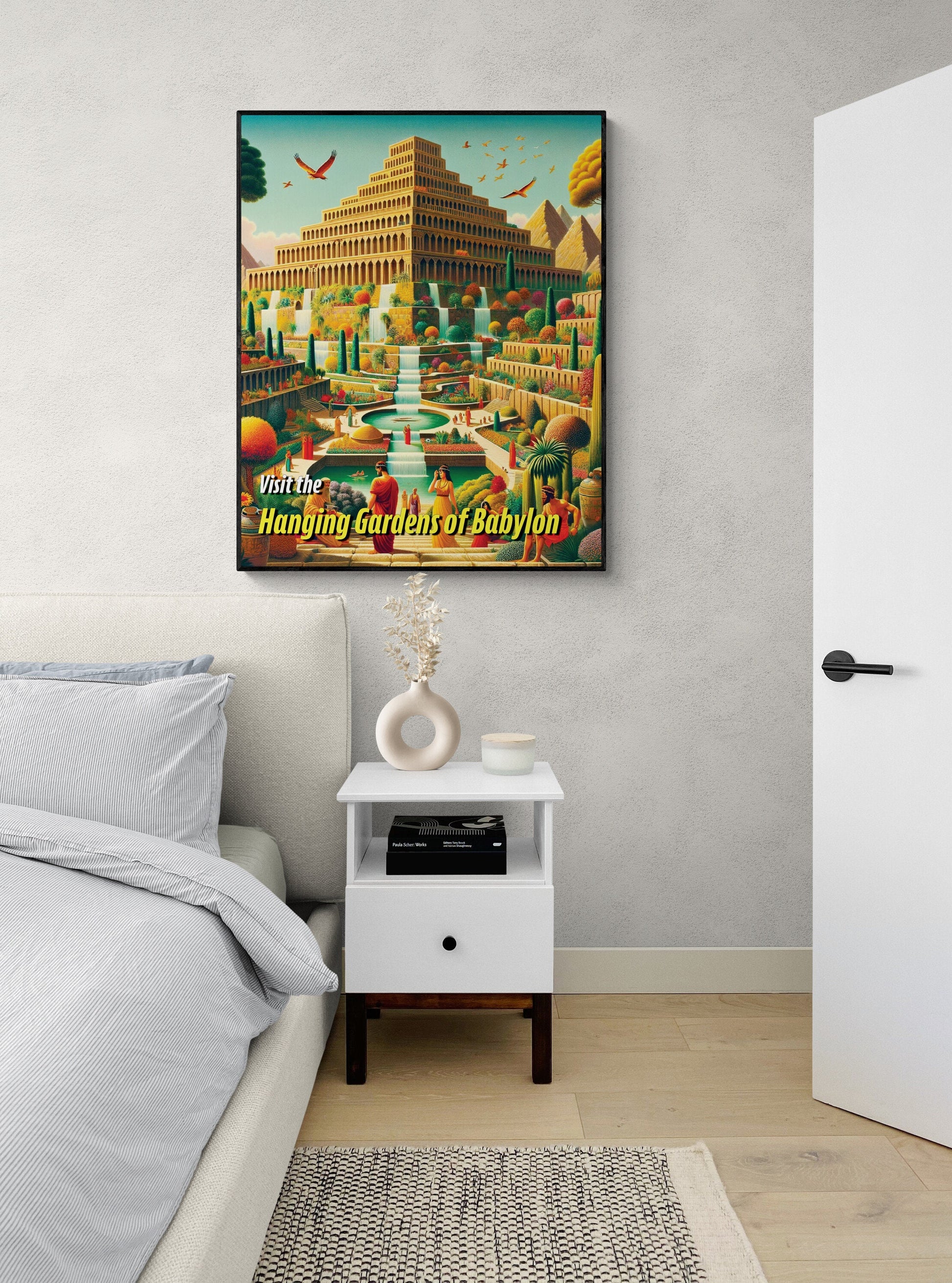 Hanging Gardens of Babylon | Seven Wonders of the Ancient World Tourist Poster | Travel | Cultural Home Decor | History | Wall Art Print