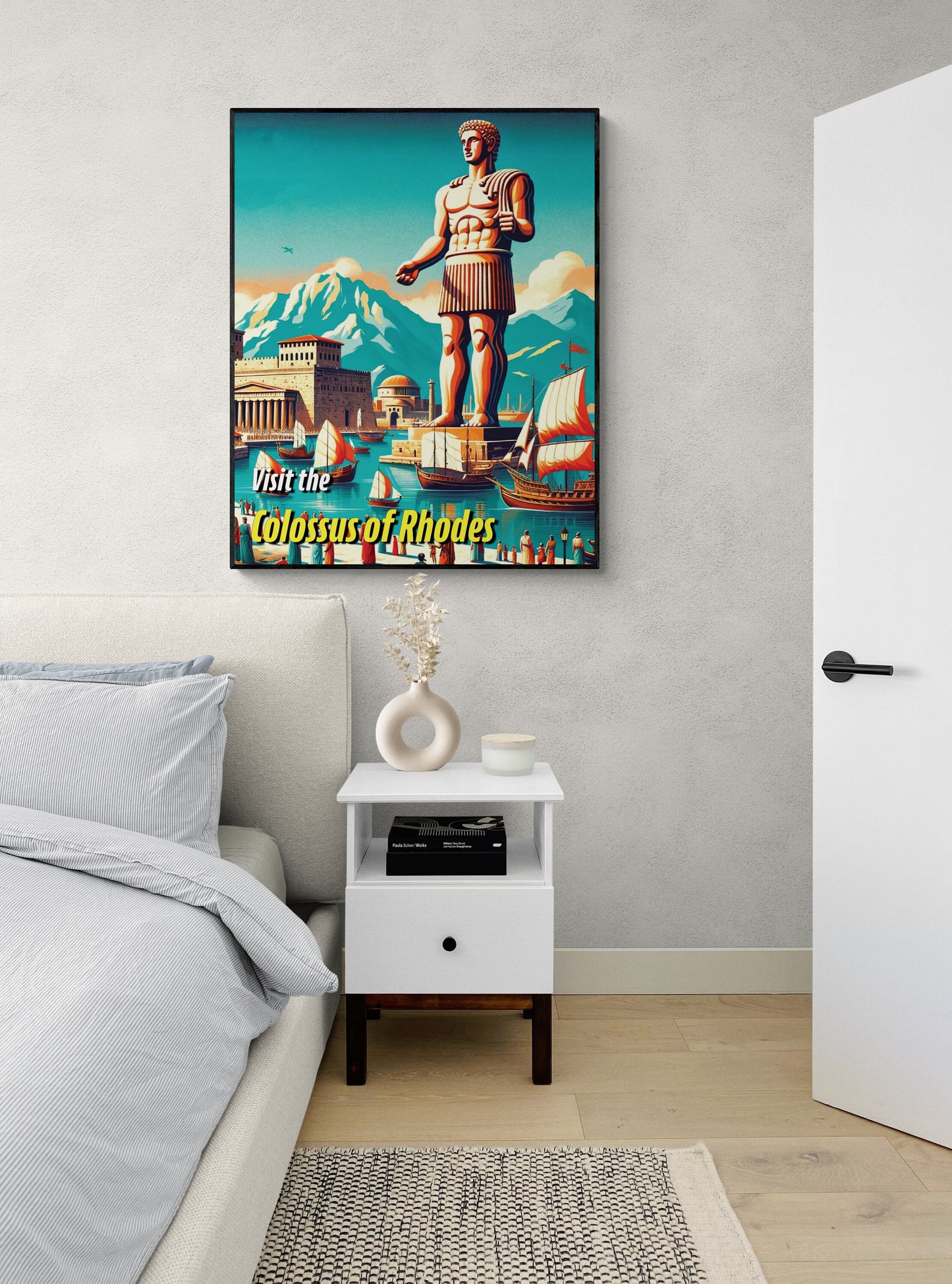The Colossus of Rhodes | Seven Wonders of the Ancient World Tourist Poster | Travel | Cultural Home Decor | History | Wall Art Print