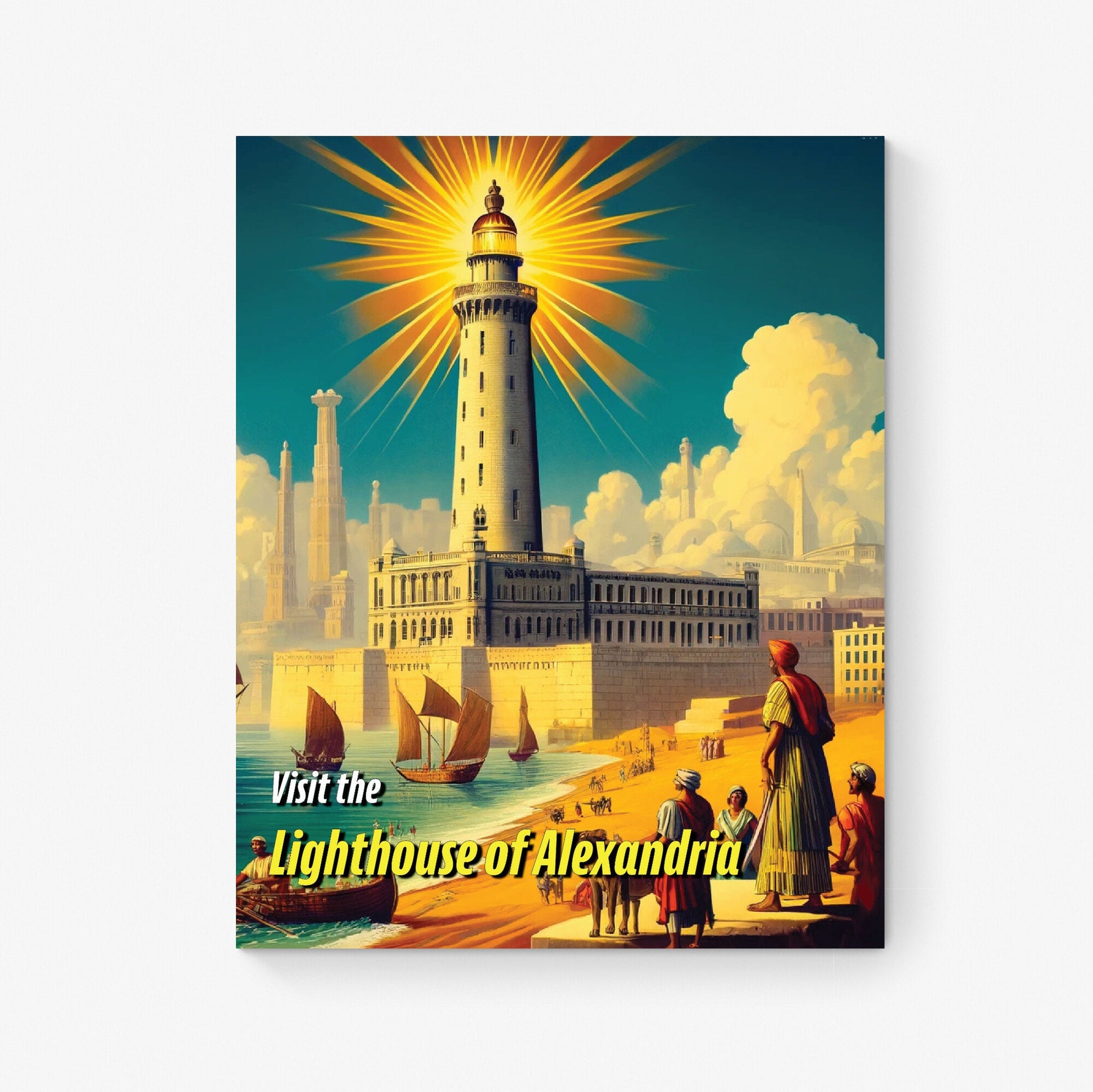 The Lighthouse of Alexandria | Seven Wonders of the Ancient World Tourist Poster | Travel | Cultural Home Decor | History | Wall Art Print