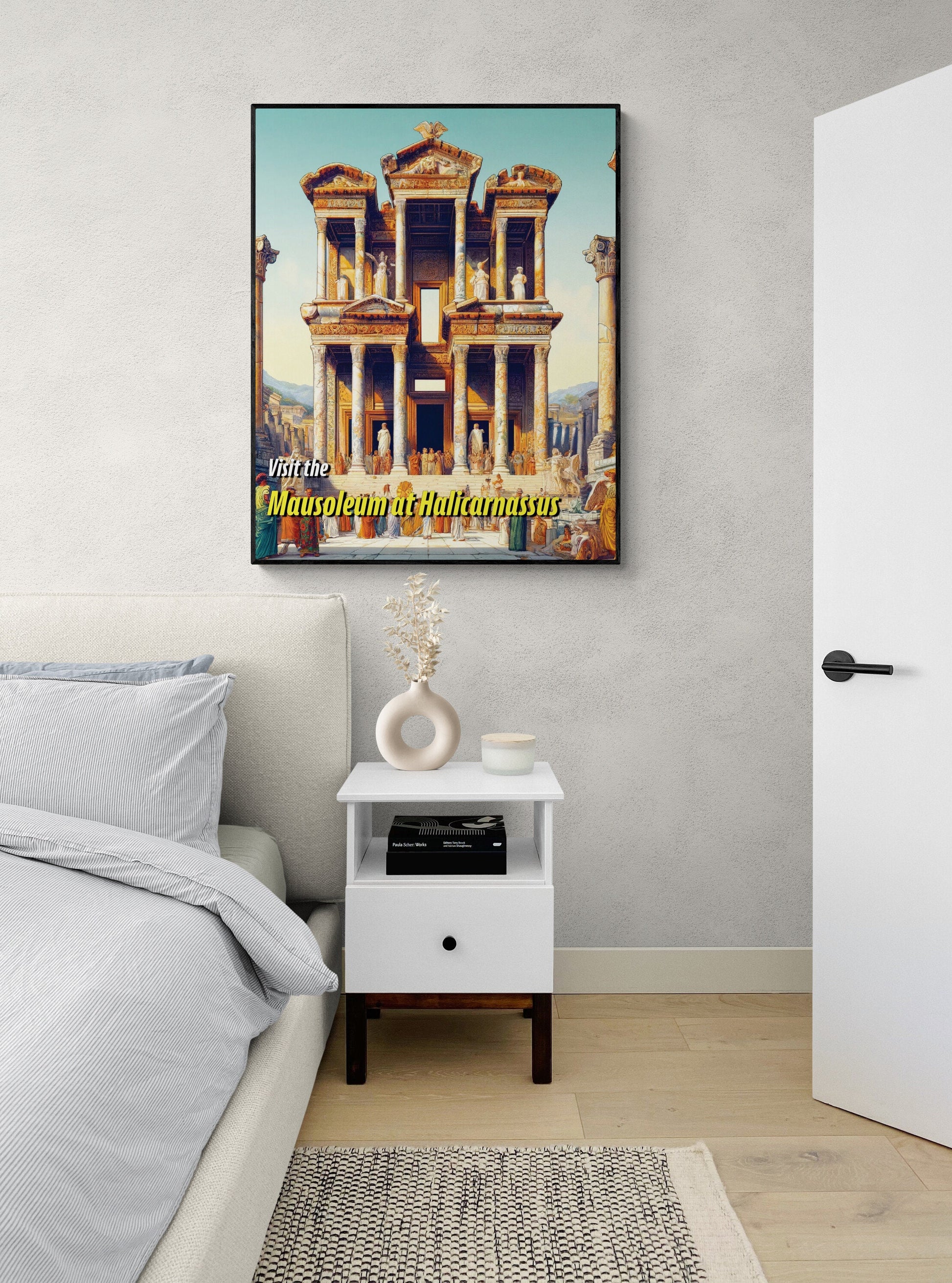 The Mausoleum at Halicarnassus | Seven Wonders of the Ancient World Tourist Poster | Travel | Cultural Home Decor | History | Wall Art Print