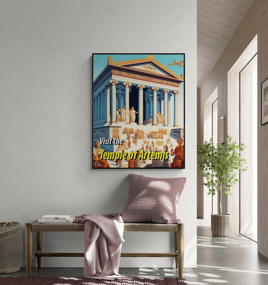 The Temple of Artemis | Seven Wonders of the Ancient World Tourist Poster | Travel | Cultural Home Decor | History | Wall Art Print