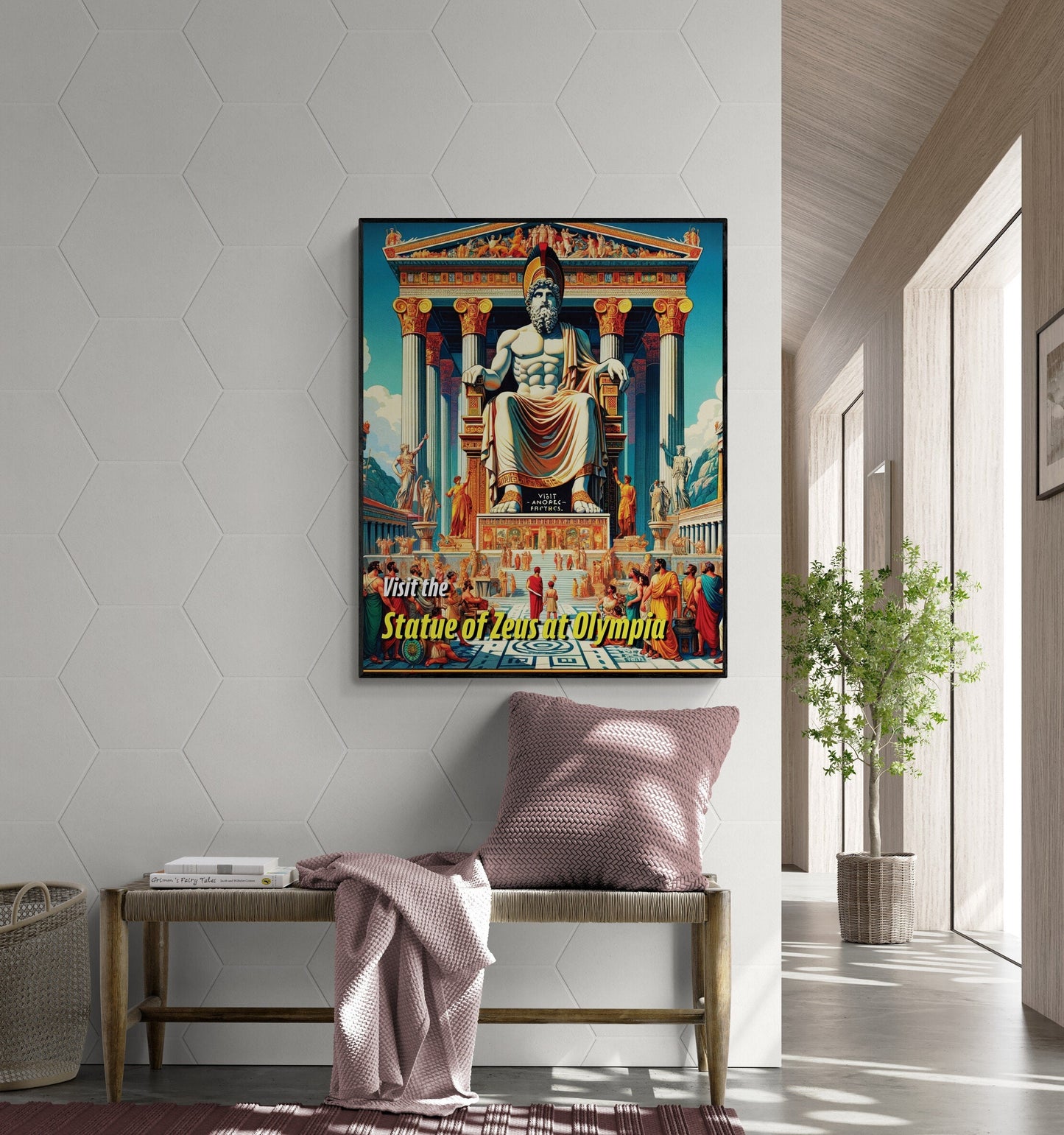 The Temple of Zeus | Seven Wonders of the Ancient World Tourist Poster | Travel | Cultural Home Decor | History | Wall Art Print