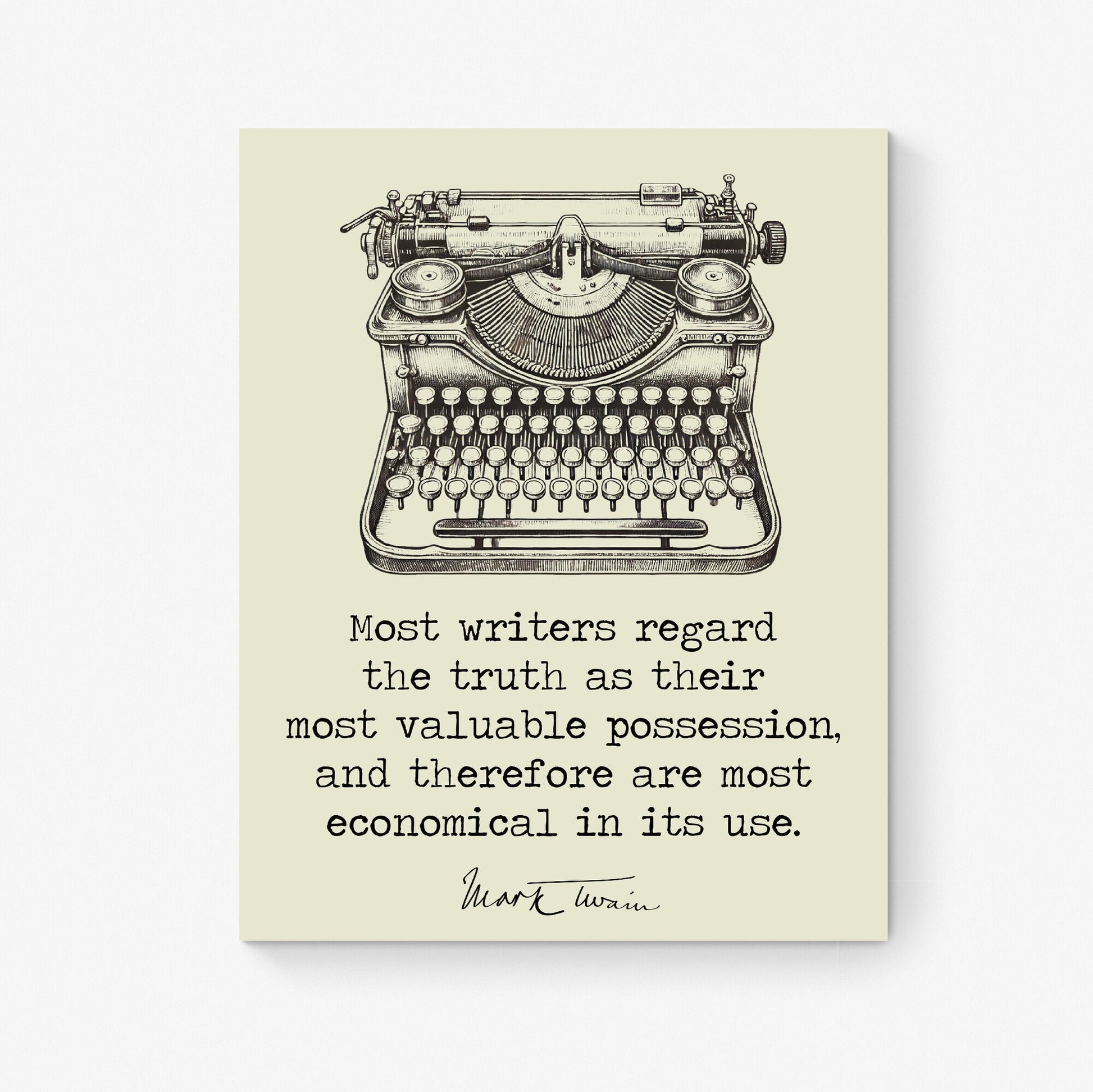 Most Writers Regard The Truth | Mark Twain Quote | Watercolor Motivational | Book | Literary Home Decor | Living Room | Typography Art Print