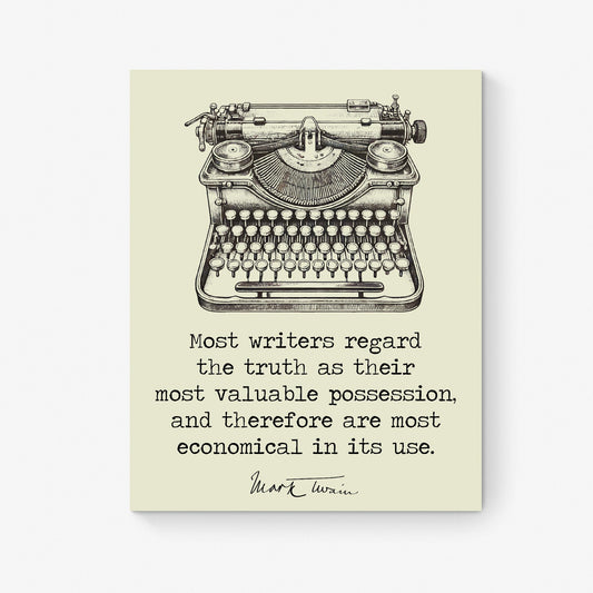 Most Writers Regard The Truth | Mark Twain Quote | Line Drawing Motivational | Book | Literary Home Decor | Living Room | Art Print
