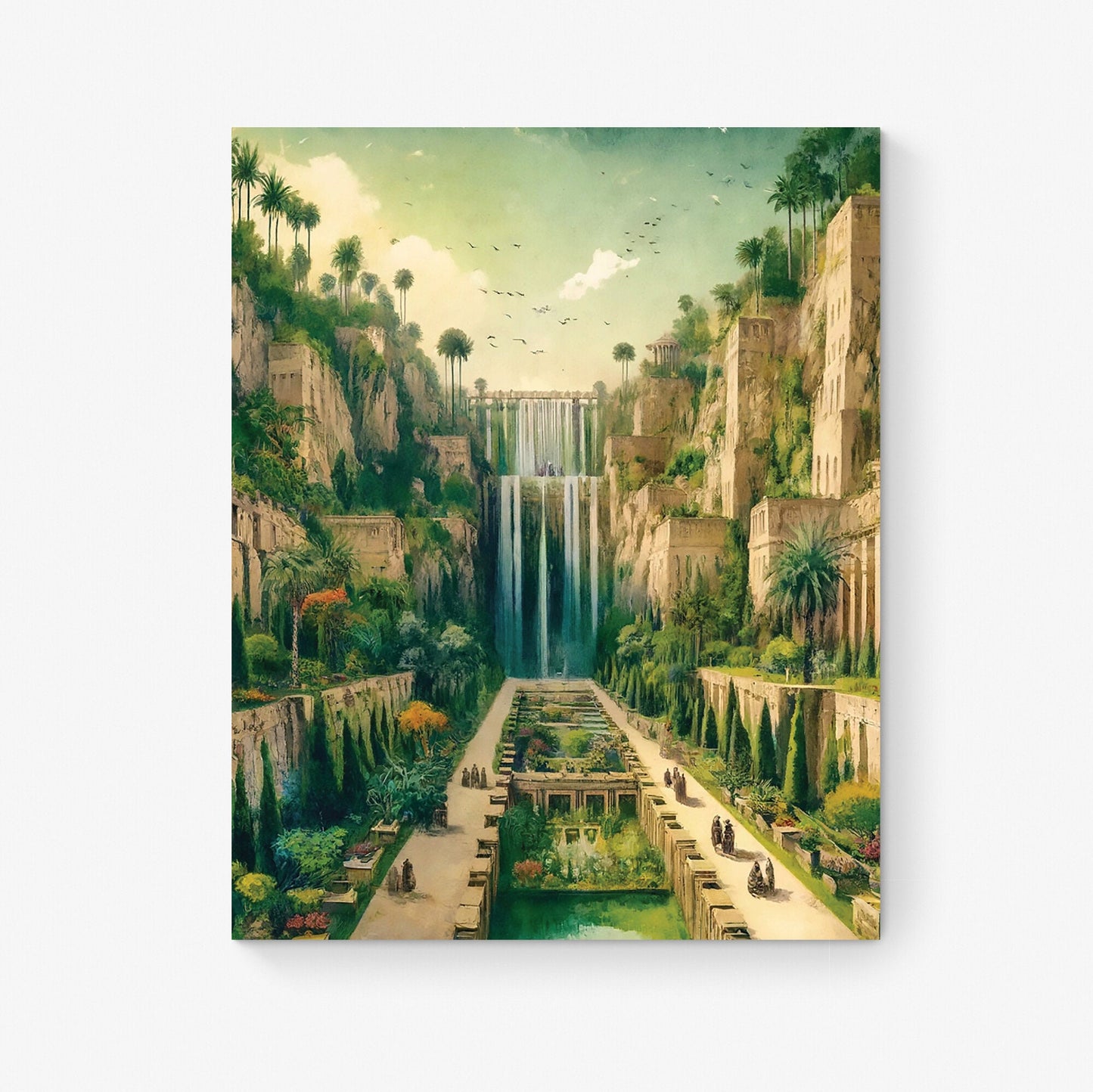 Hanging Gardens of Babylon | Seven Wonders of the Ancient World Tourist Poster | Travel | Home Decor | History | Watercolor Wall Art Print