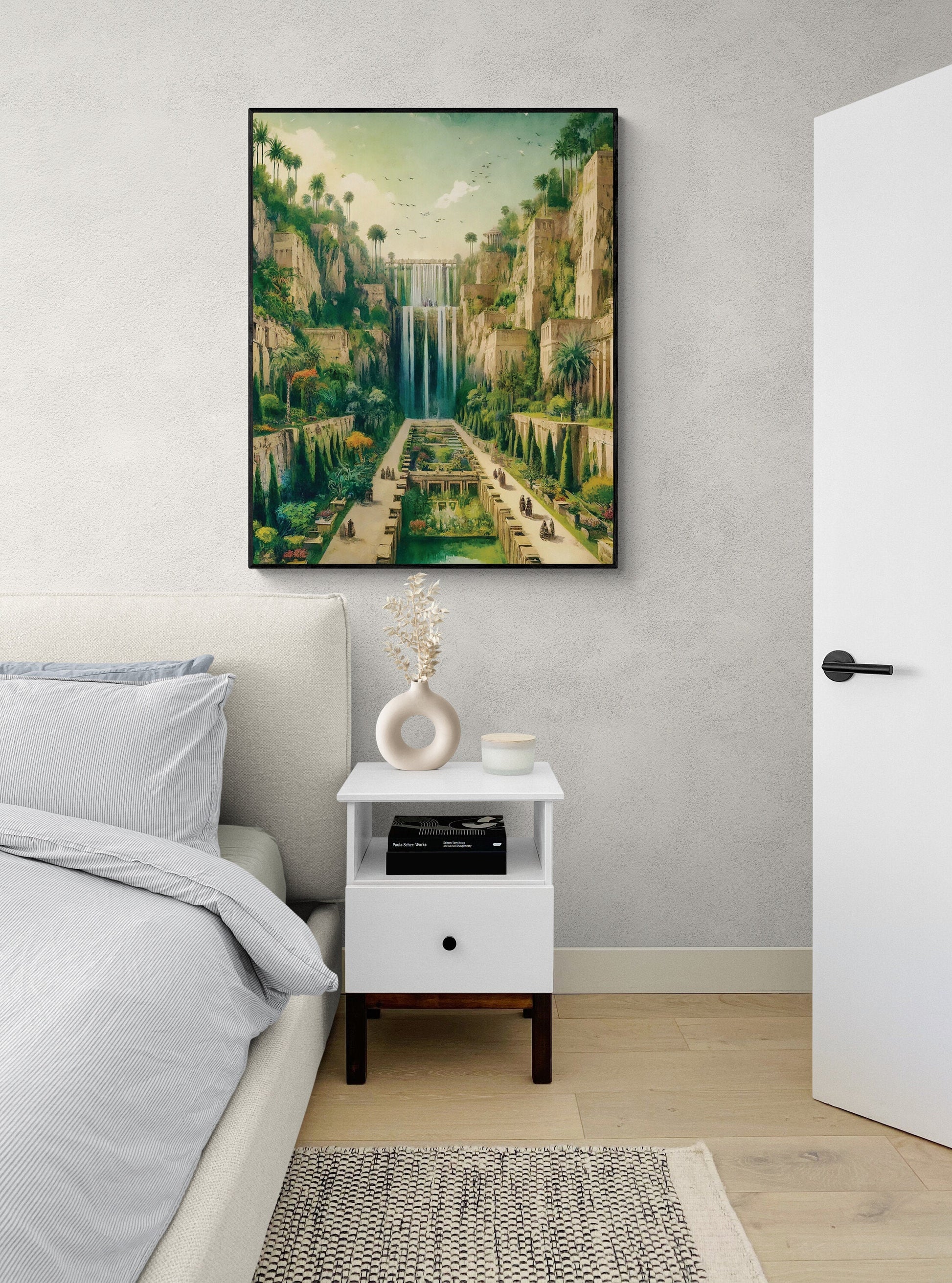 Hanging Gardens of Babylon | Seven Wonders of the Ancient World Tourist Poster | Travel | Home Decor | History | Watercolor Wall Art Print