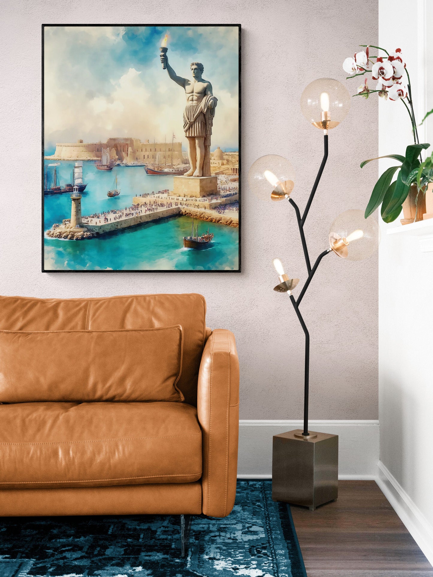 The Colossus of Rhodes | Seven Wonders of the Ancient World Tourist Poster | Travel | Home Decor | History | Watercolor Wall Art Print